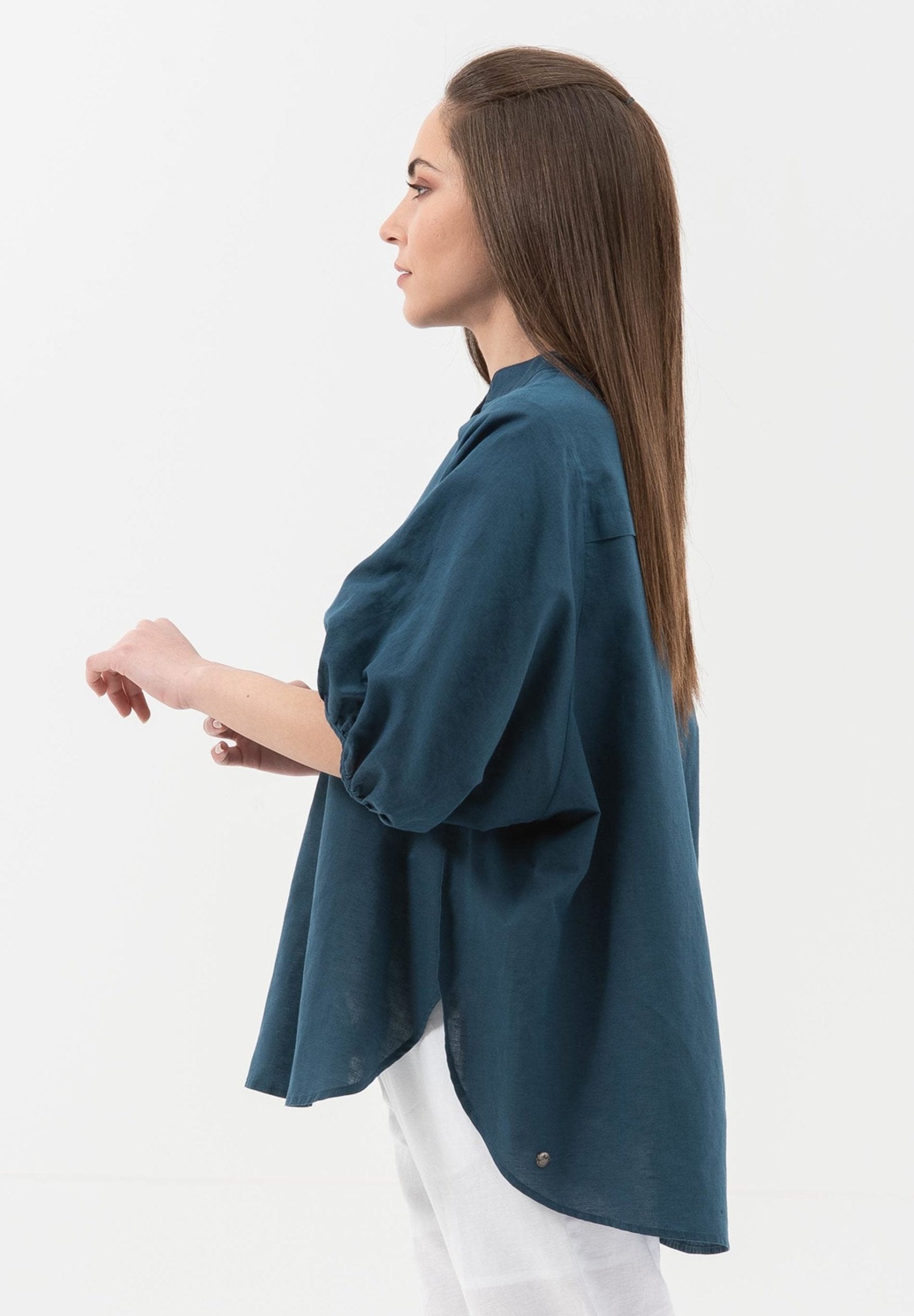 Bluse aus Leinen mit Bio-Baumwolle