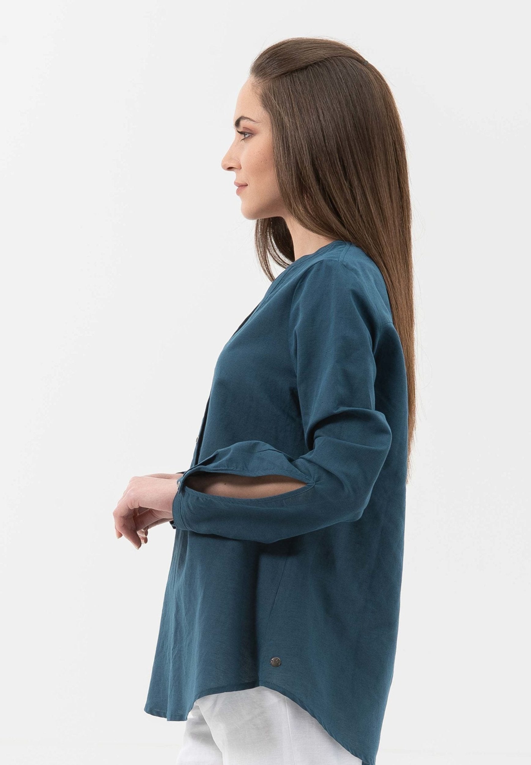 Bluse aus Leinen mit Bio-Baumwolle
