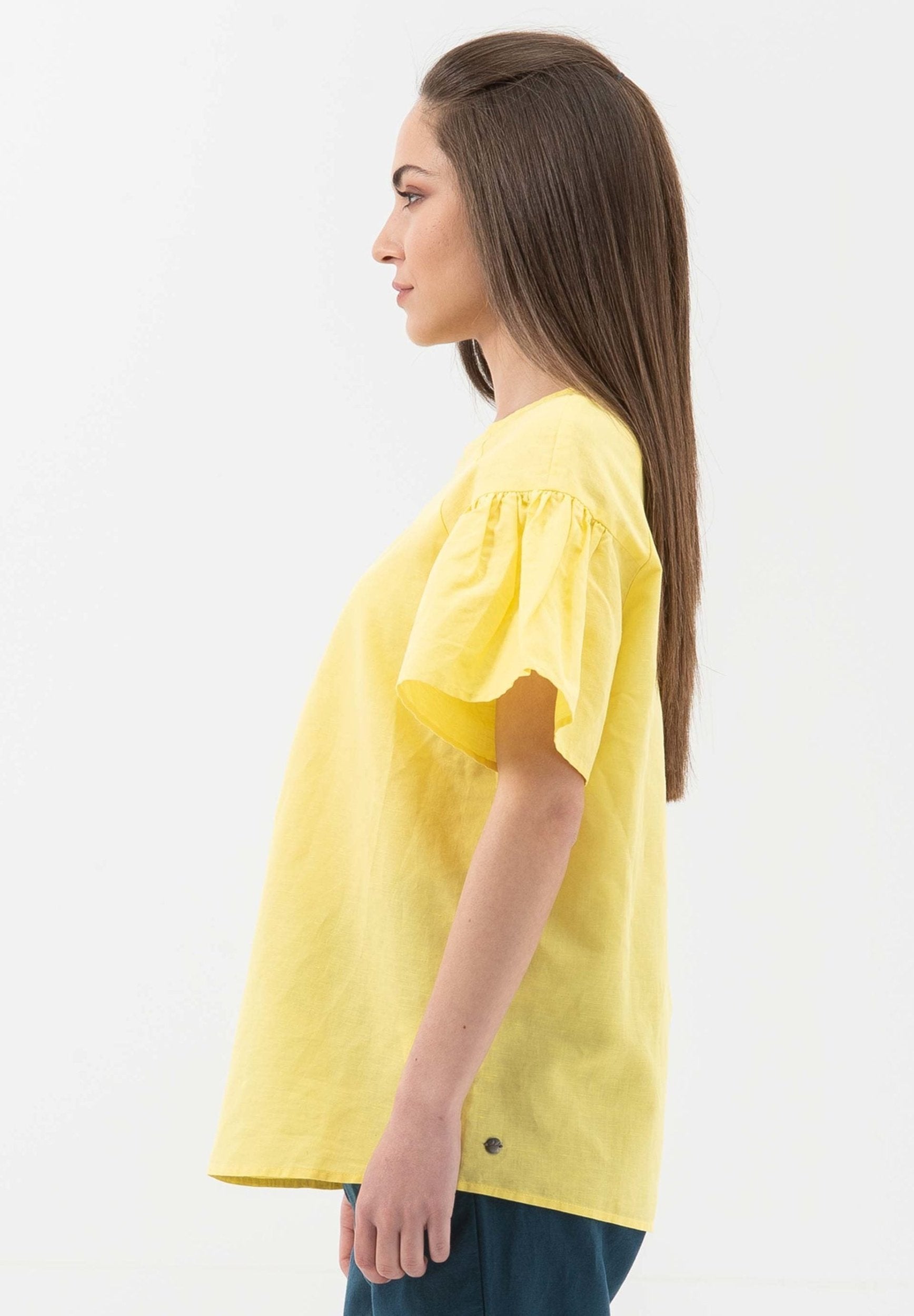 Bluse aus Leinen mit Bio-Baumwolle