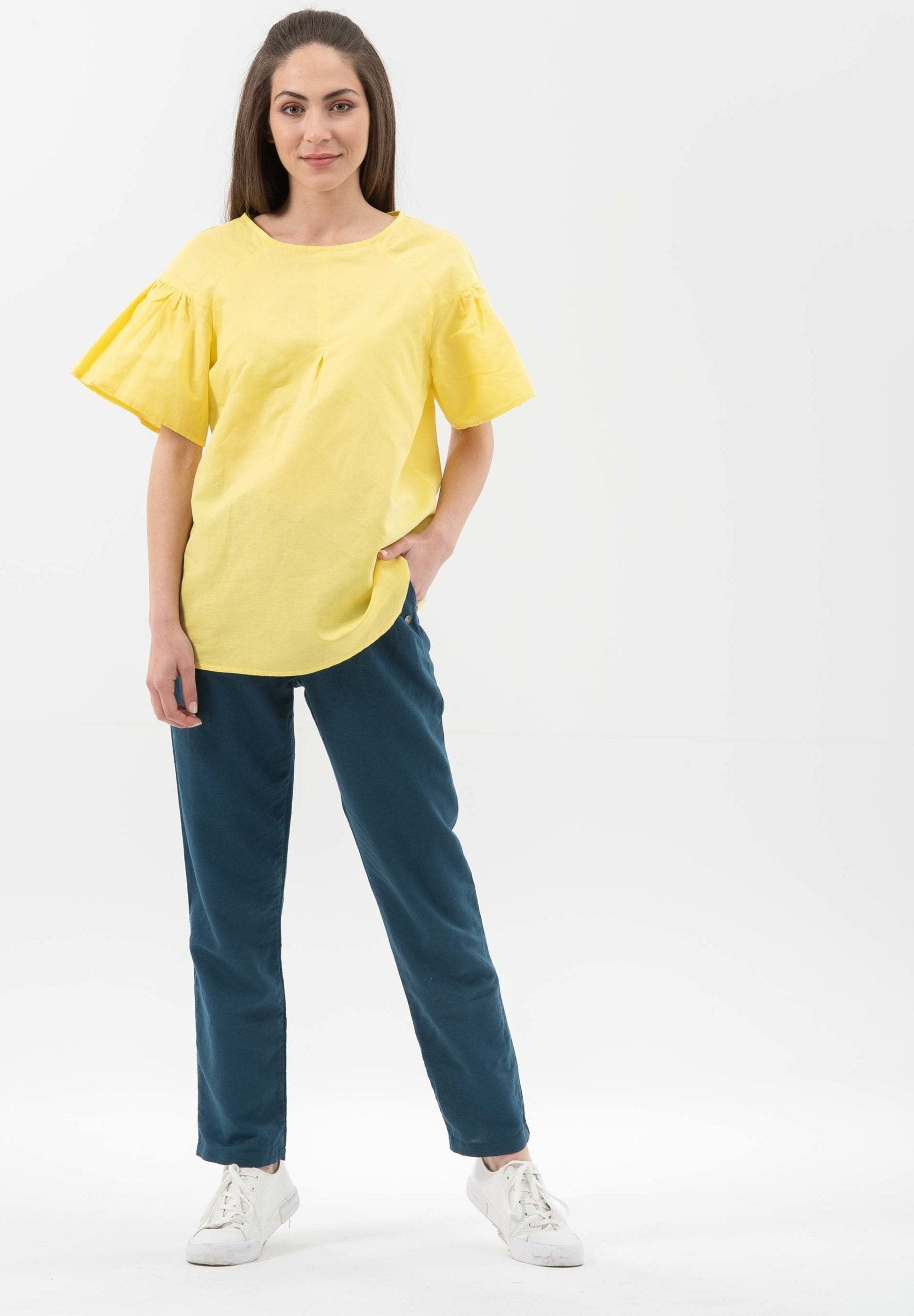 Bluse aus Leinen mit Bio-Baumwolle