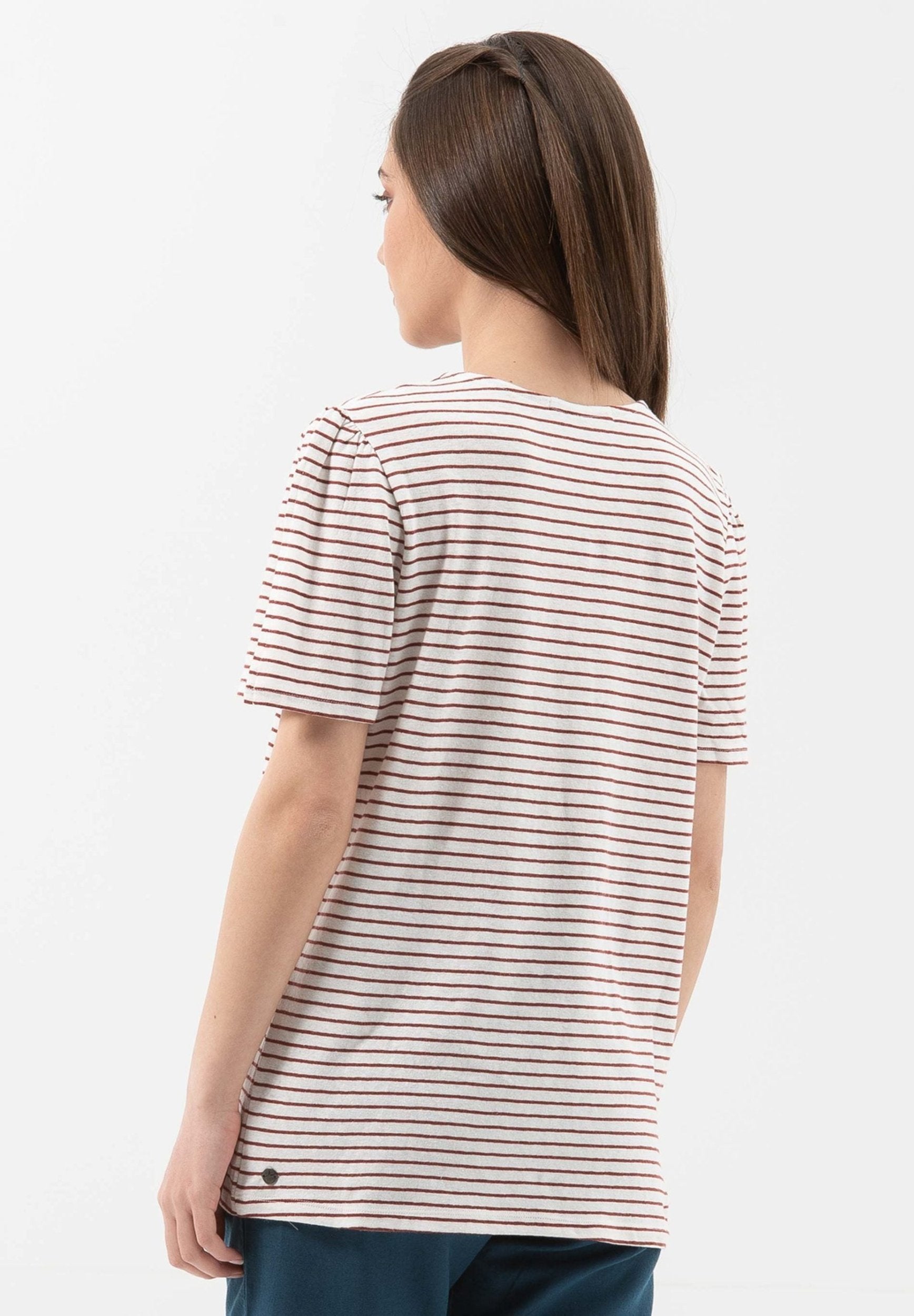 T-Shirt aus Bio-Baumwolle und Leinen mit Armschlitze