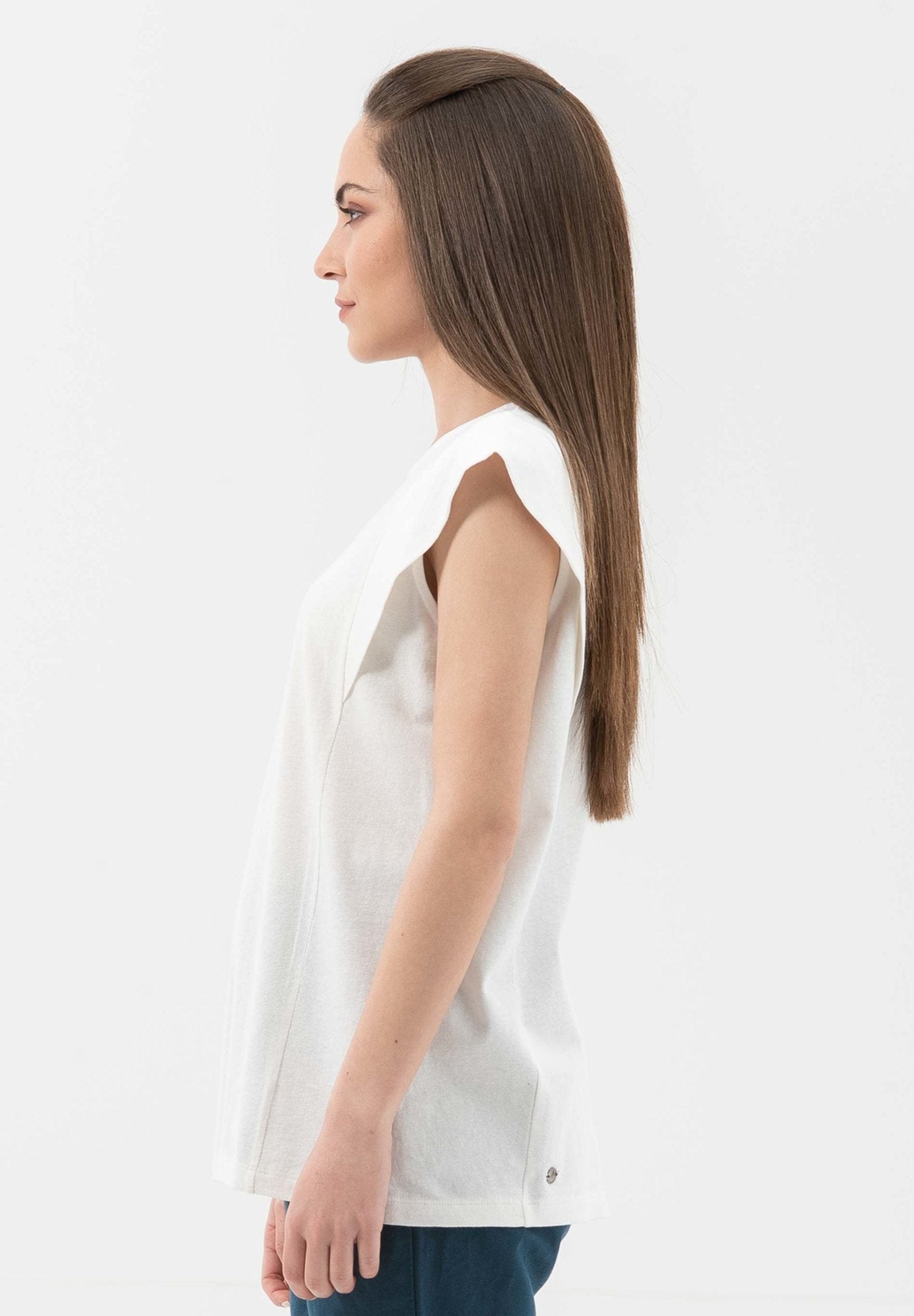 T-Shirt aus Bio-Baumwolle mit Leinen