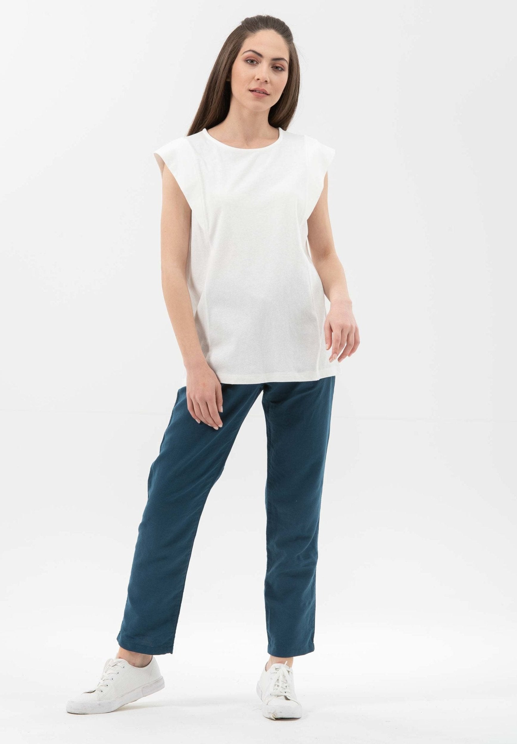 T-Shirt aus Bio-Baumwolle mit Leinen