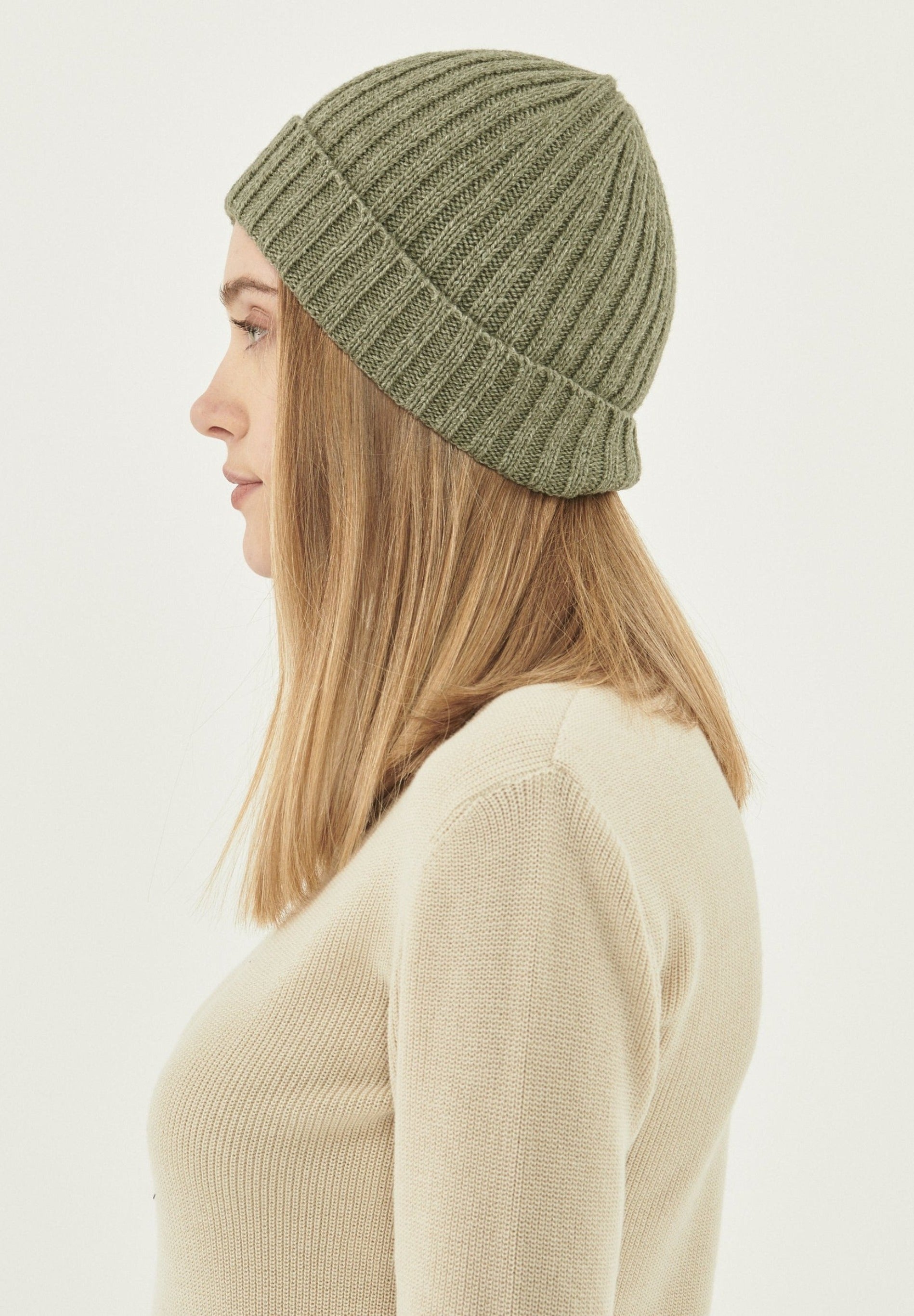 Unisex Strick-Beanie aus Bio-Merinowolle und Bio-Baumwolle