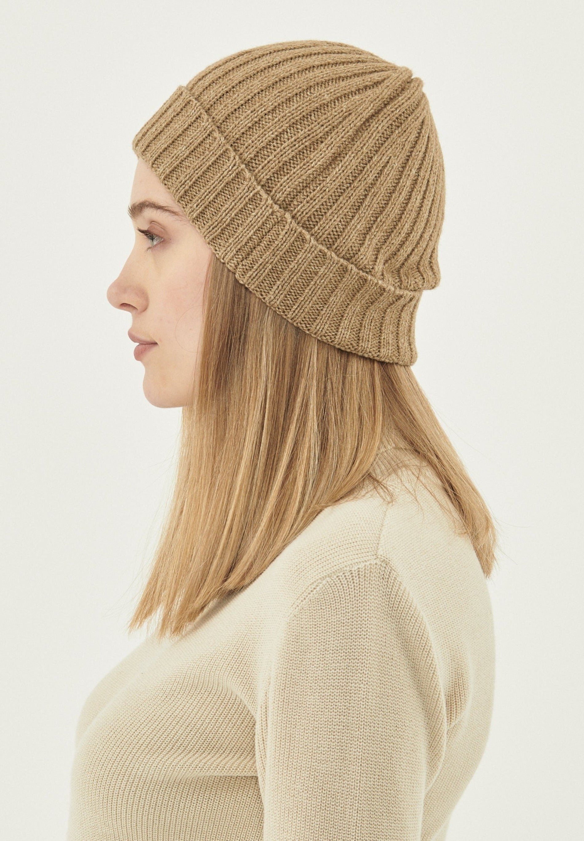 Unisex Strick-Beanie aus Bio-Merinowolle und Bio-Baumwolle