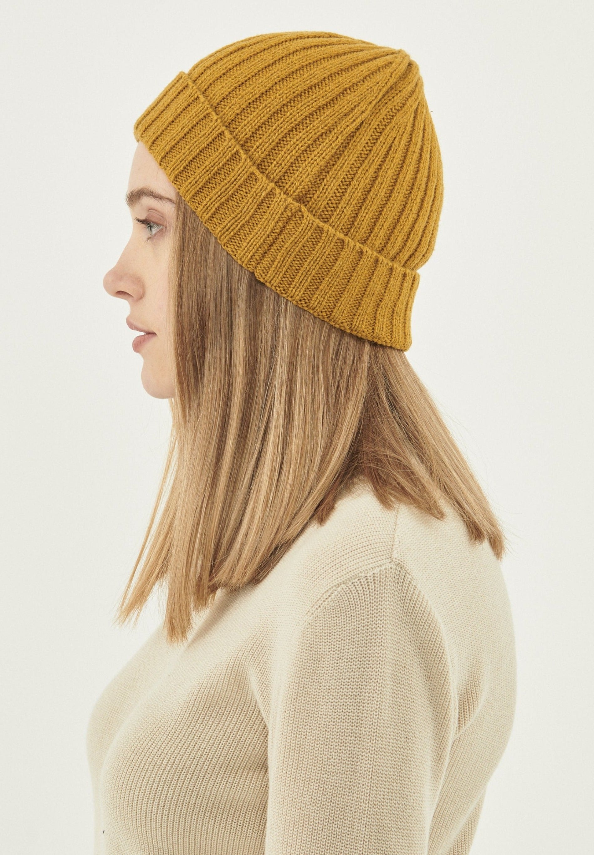 Unisex Strick-Beanie aus Bio-Merinowolle und Bio-Baumwolle