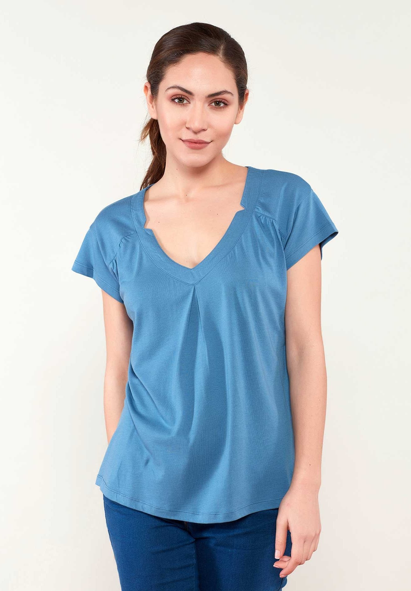 T-Shirt aus TENCEL™ Lyocell und Bio-Baumwolle mit längerem Rückenteil