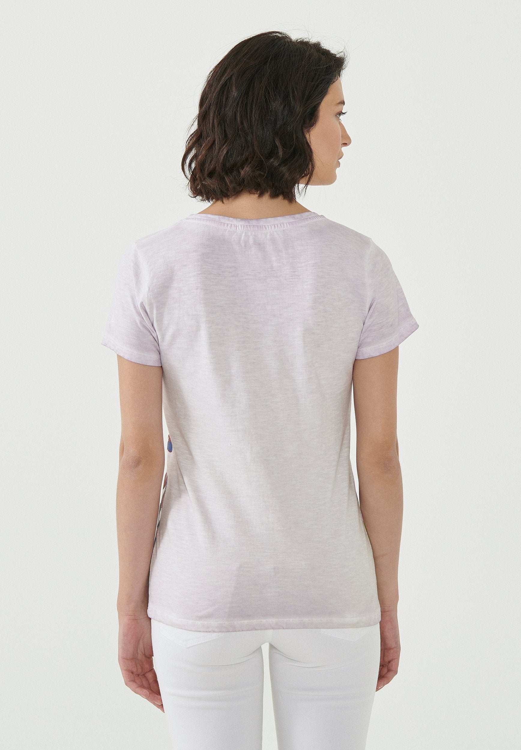 Garment Dyed T-Shirt aus Bio-Baumwolle mit Blumen-Print