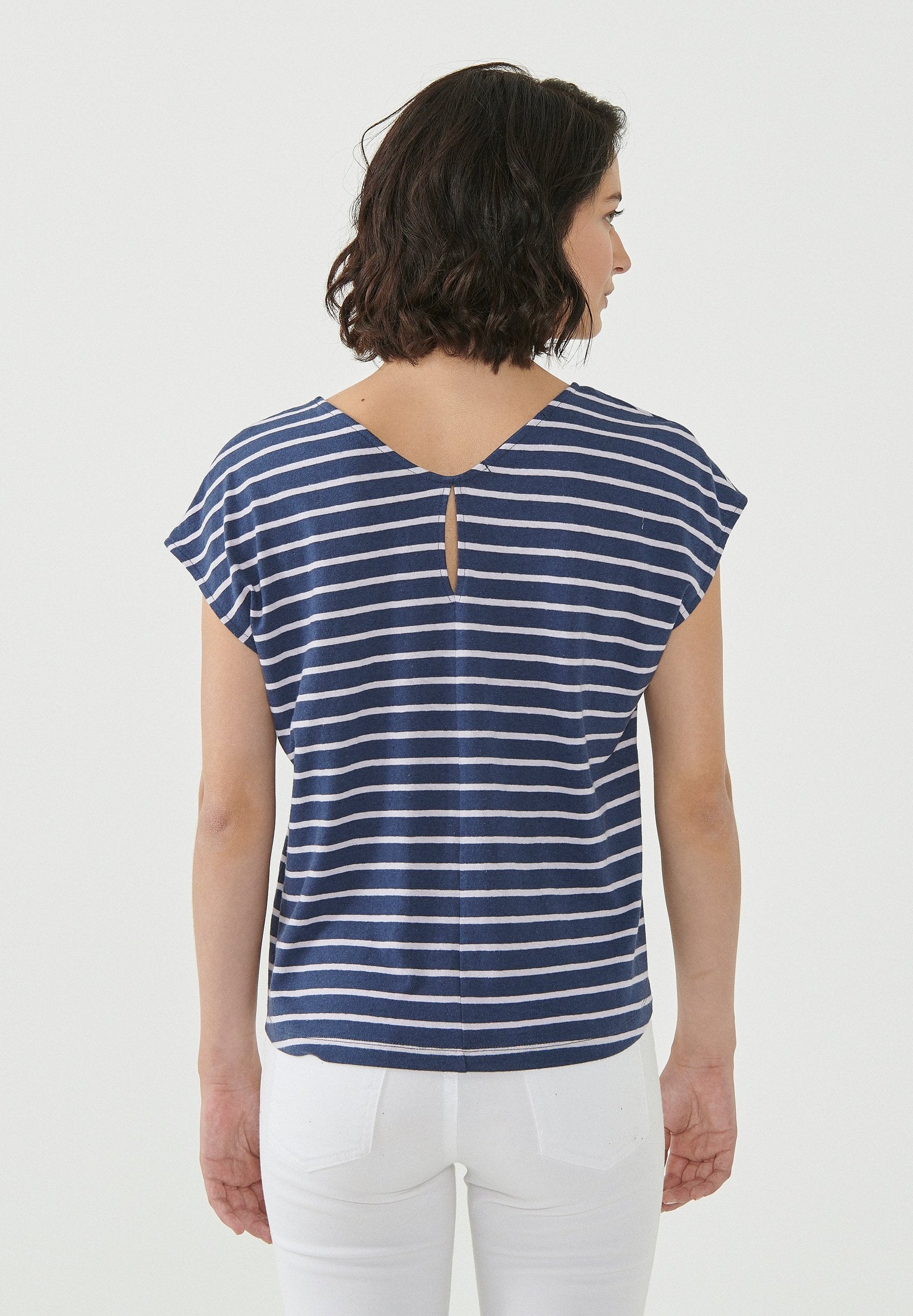 Gestreiftes T-Shirt aus Bio-Baumwolle und Leinen