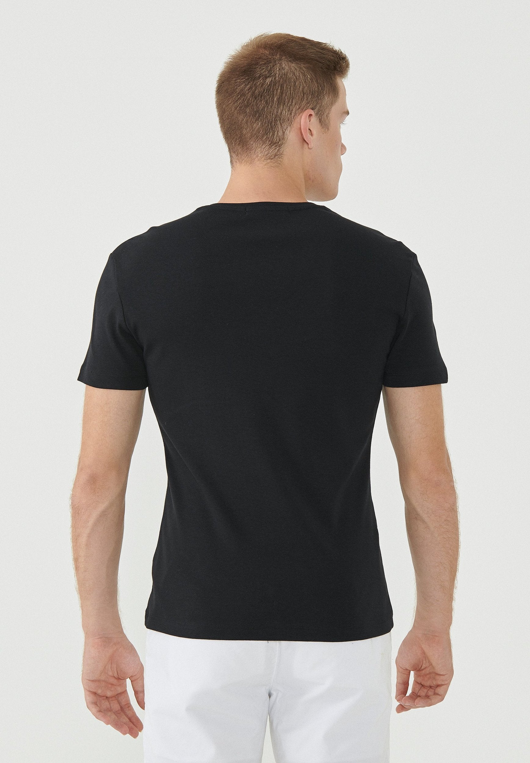 Geripptes T-Shirt aus Bio-Baumwolle mit V-Ausschnitt