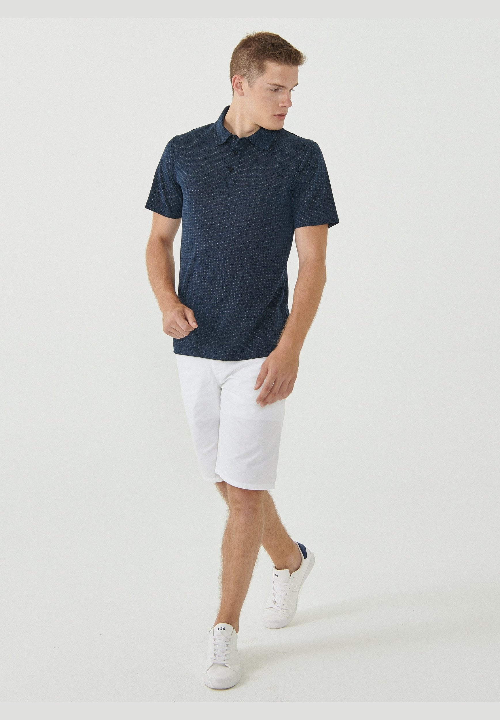 Poloshirt aus Bio-Baumwolle mit Punktmuster