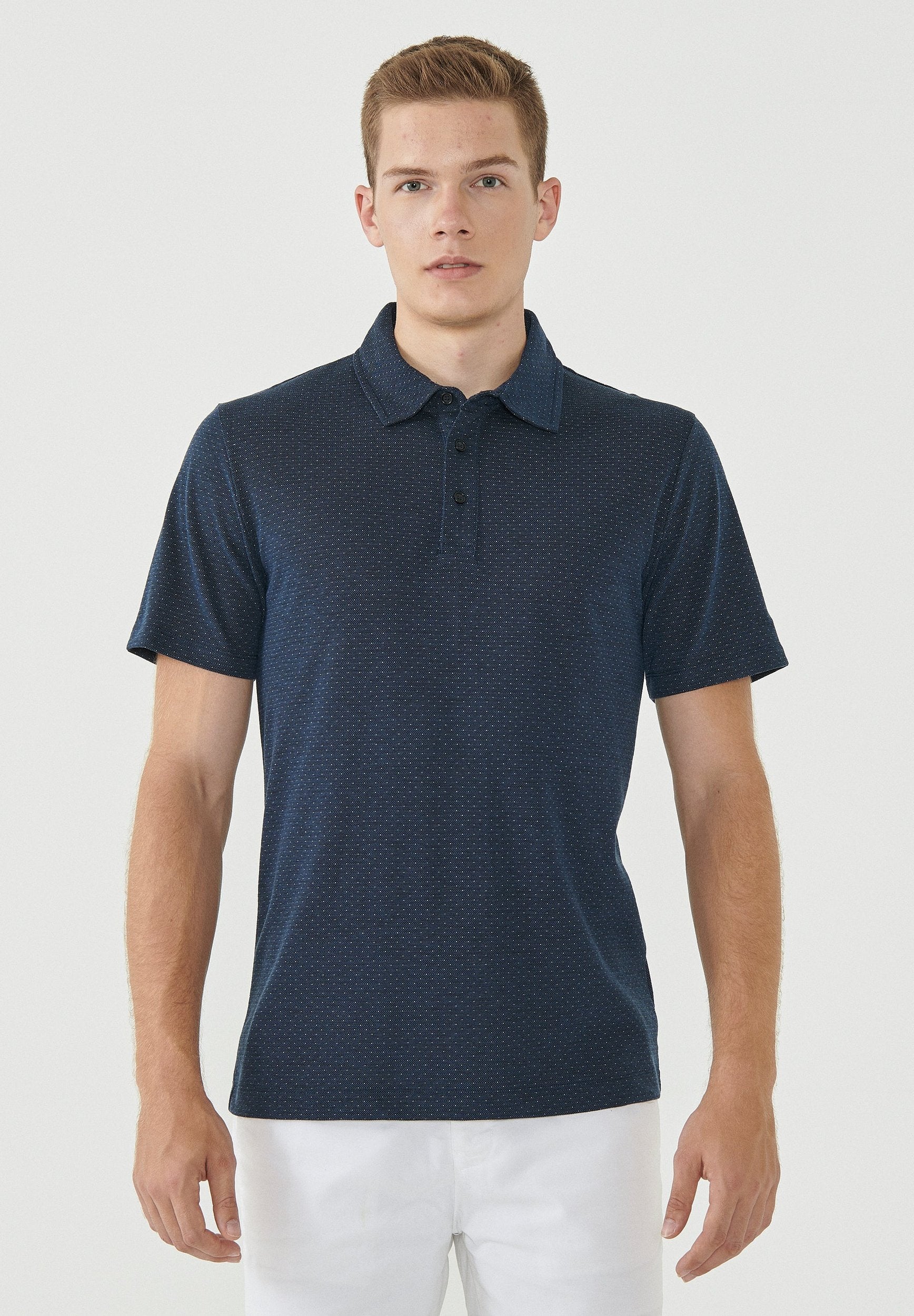 Poloshirt aus Bio-Baumwolle mit Punktmuster