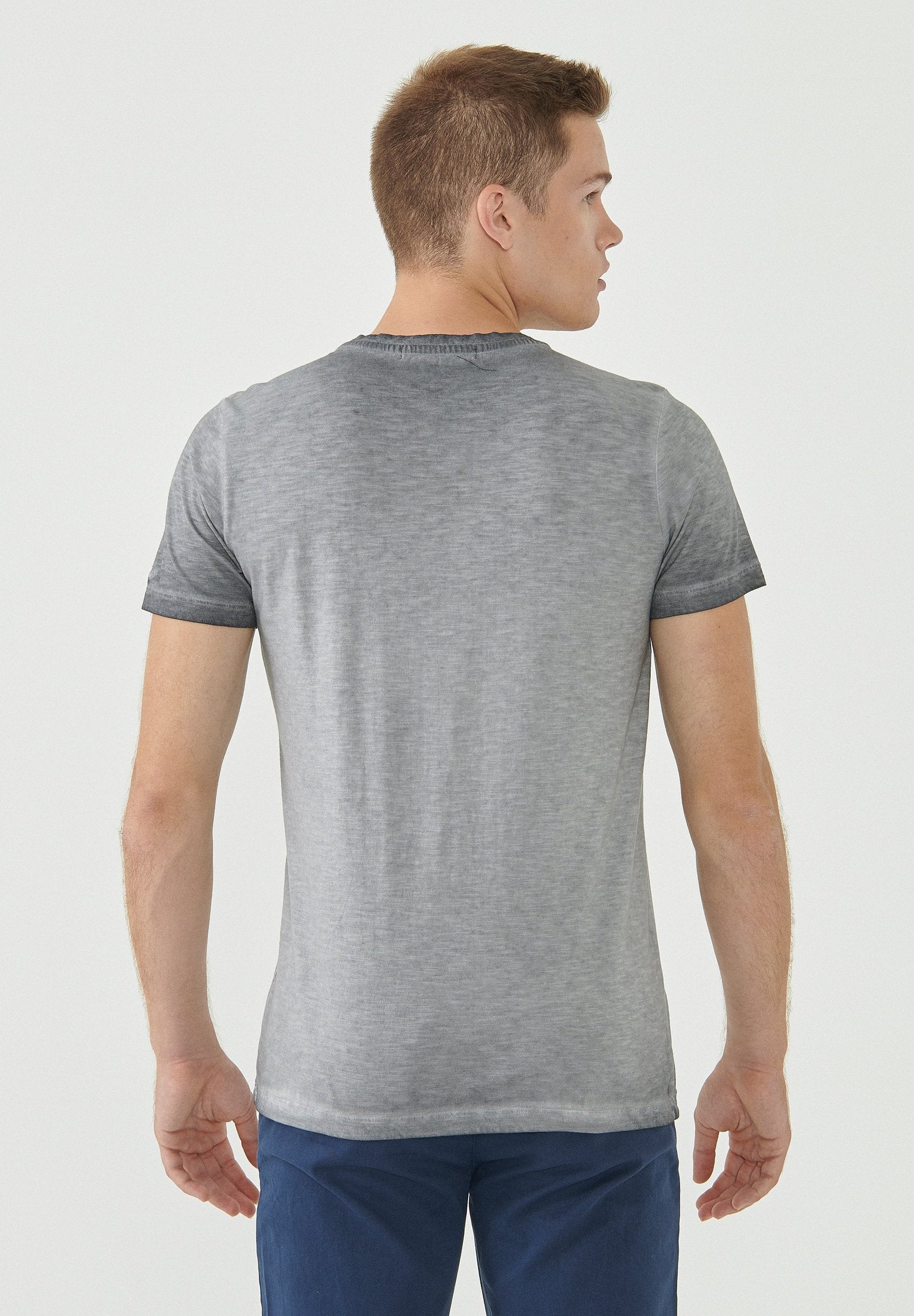 Garment Dyed T-Shirt aus Bio-Baumwolle mit Fahrrad-Print