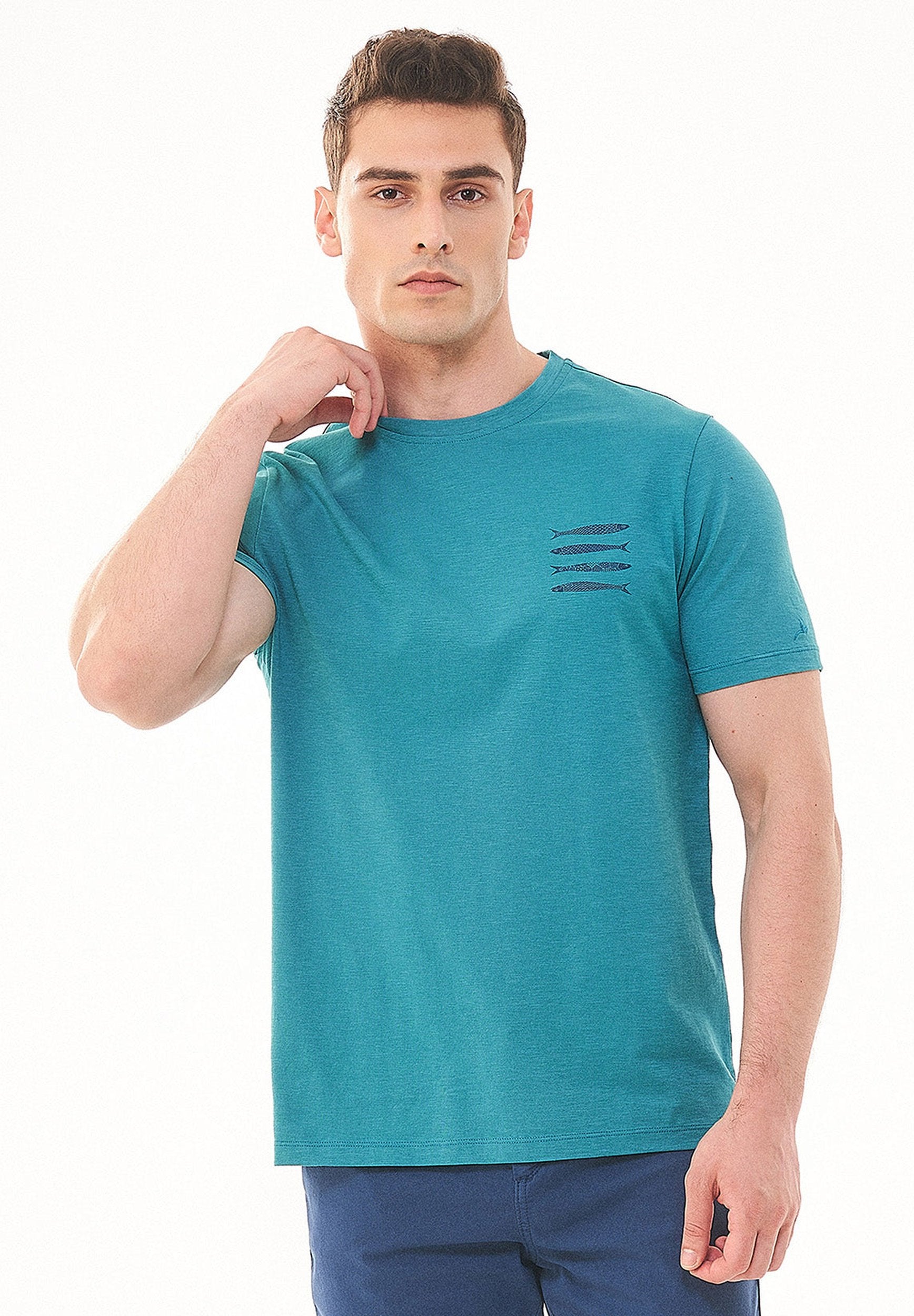 T-Shirt aus Bio-Baumwolle mit Fisch-Print