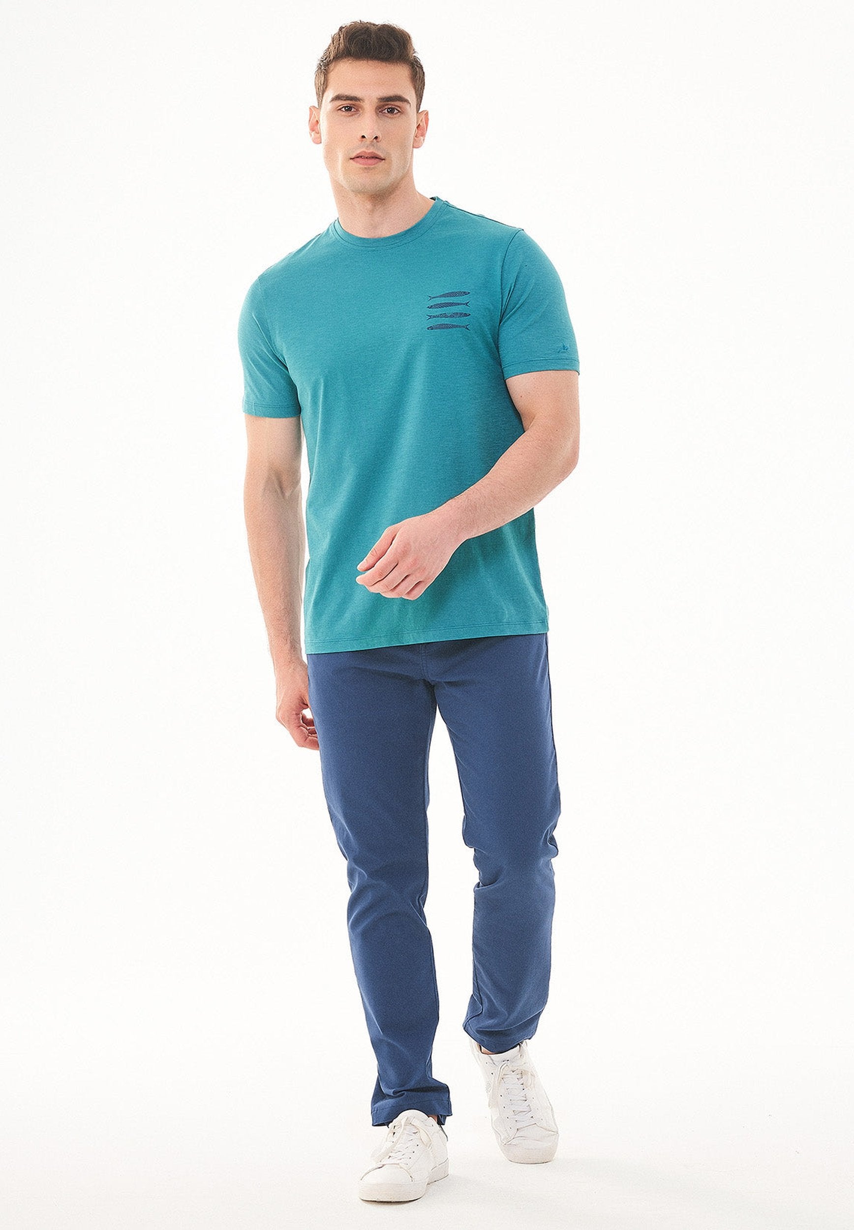 T-Shirt aus Bio-Baumwolle mit Fisch-Print