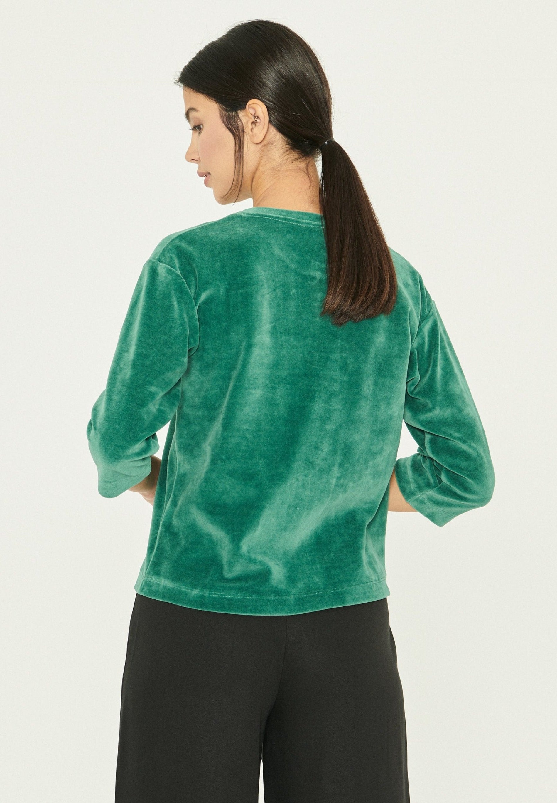 Samtbluse aus Bio-Baumwolle und Recyceltes Polyester mit Stickerei