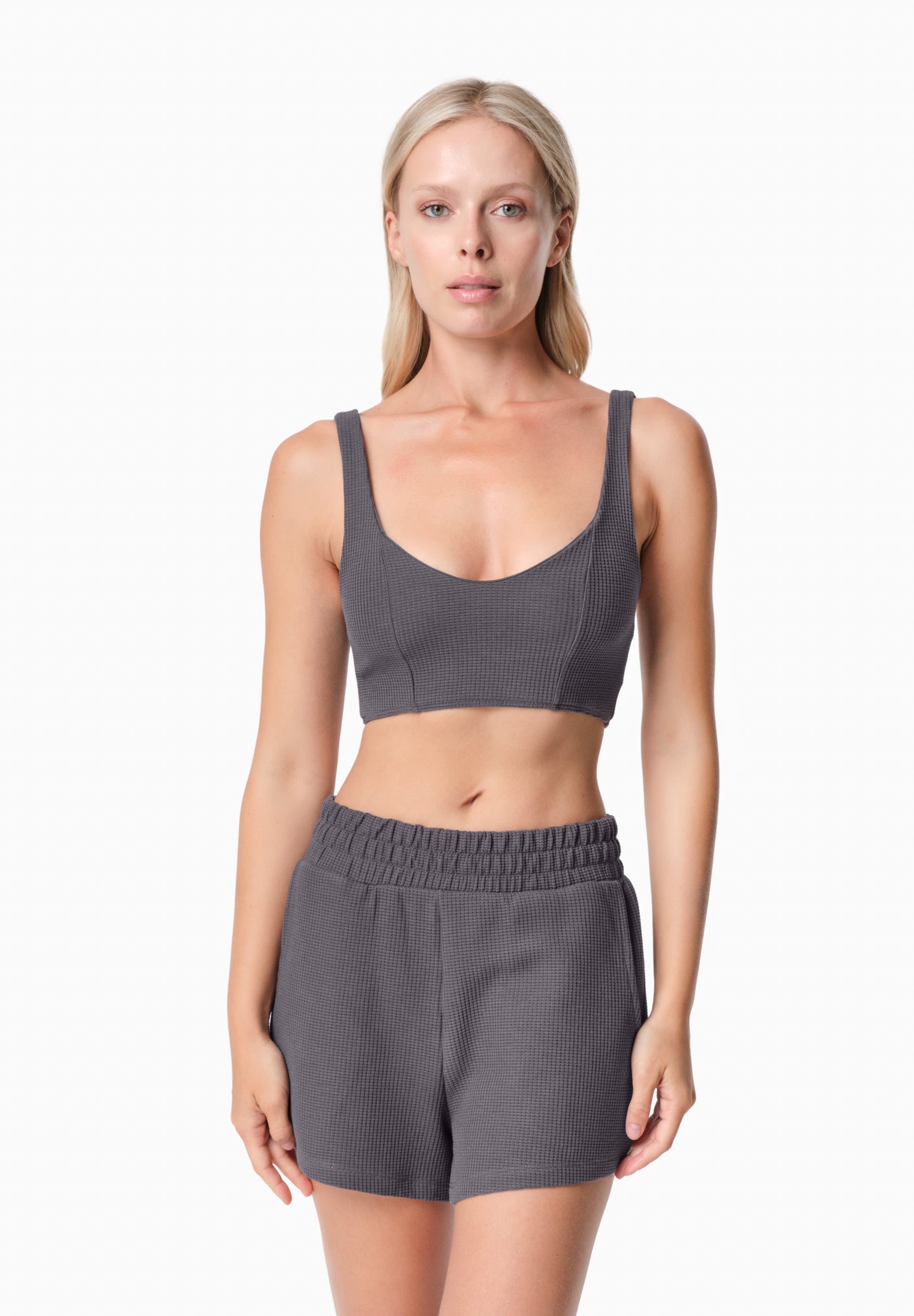 BELLA | Waffel Crop Top aus Bio-Baumwolle und recyceltem Polyester
