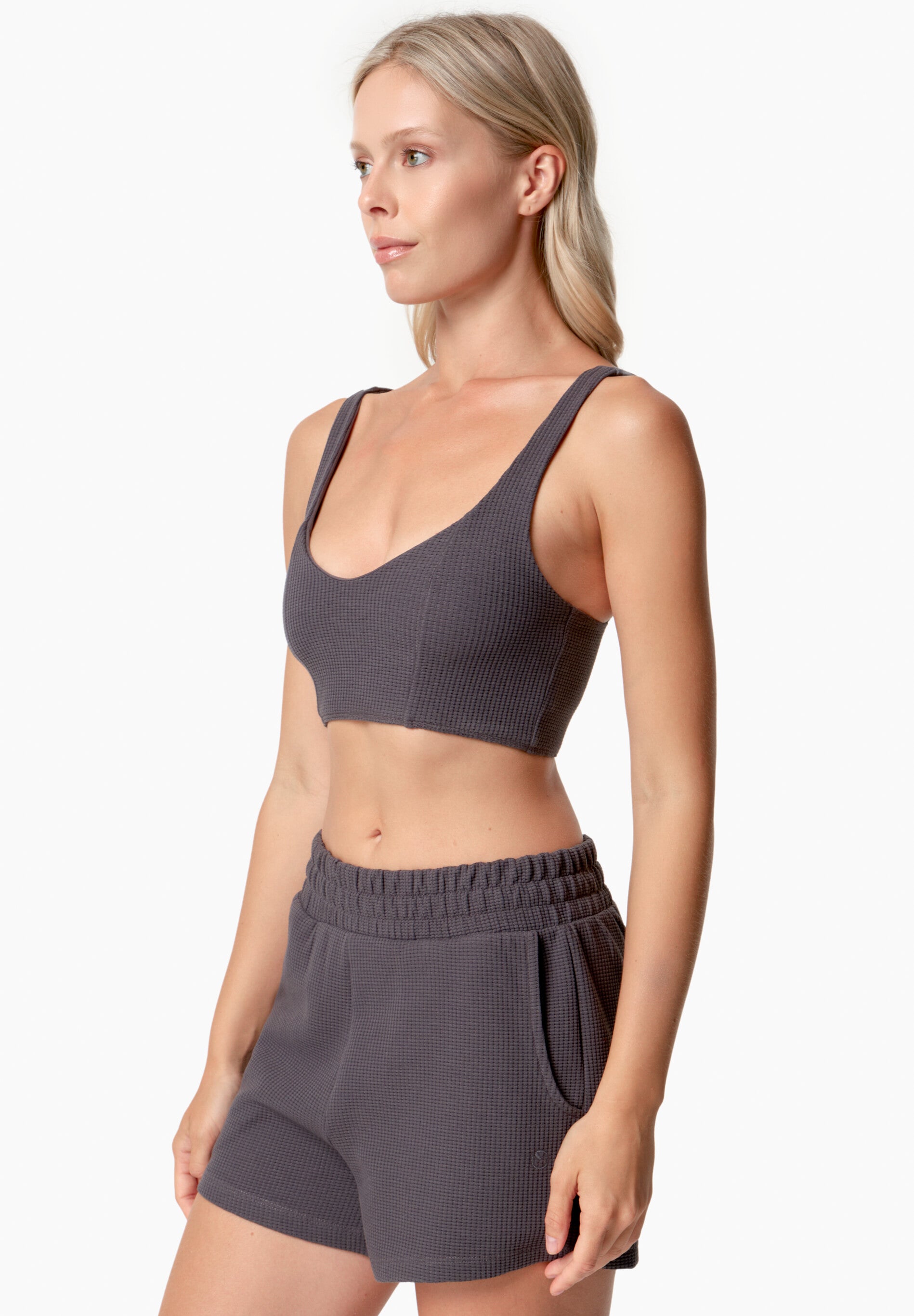 BELLA | Waffel Crop Top aus Bio-Baumwolle und recyceltem Polyester