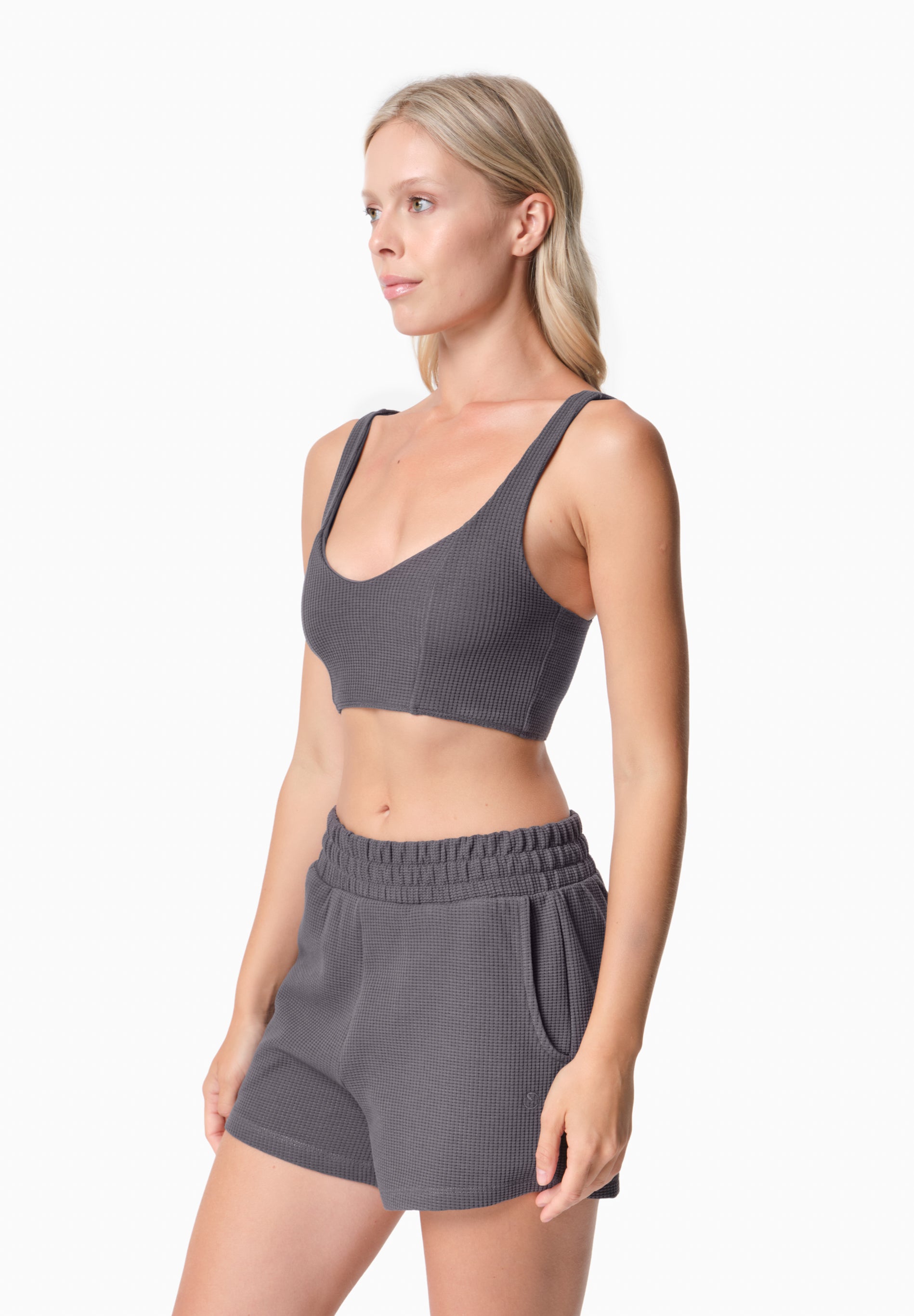 BELLA | Waffel Crop Top aus Bio-Baumwolle und recyceltem Polyester