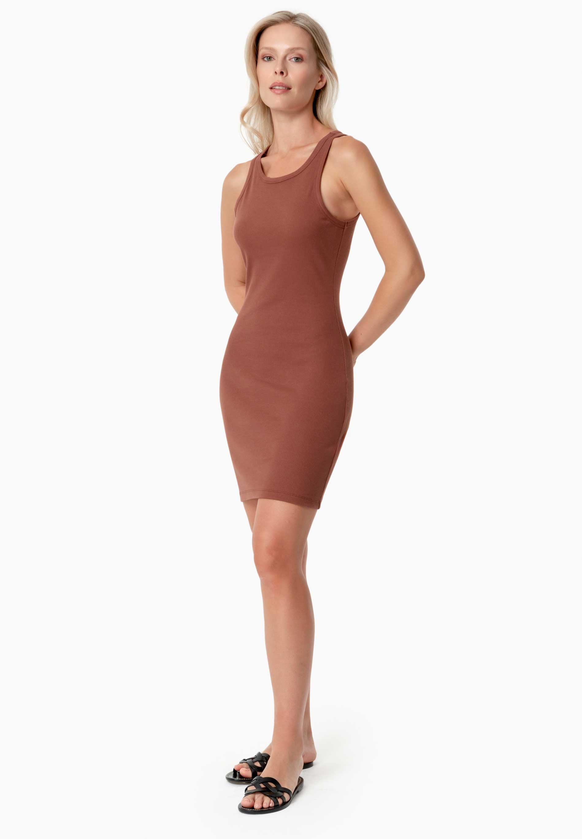 DERREN | Geripptes Kleid aus Bio-Baumwolle