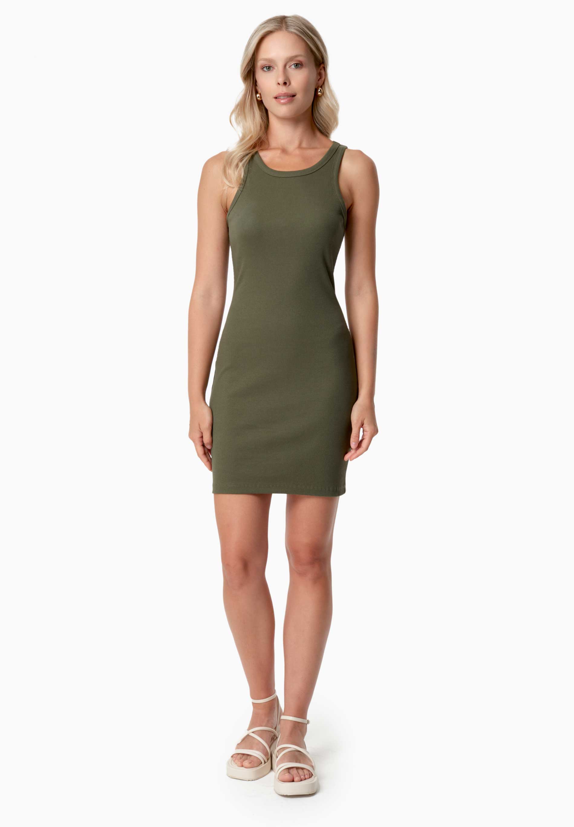 DERREN | Geripptes Kleid aus Bio-Baumwolle