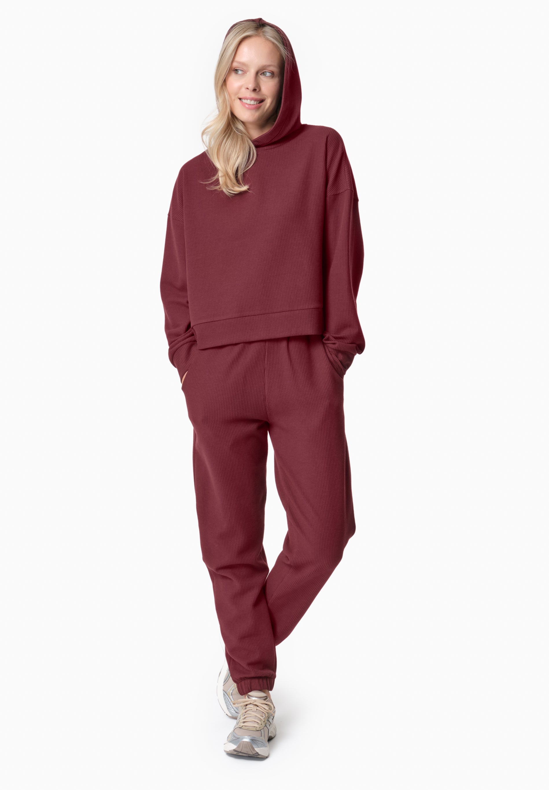 HANNA | Waffel Hoodie aus Bio-Baumwolle und recyceltem Polyester