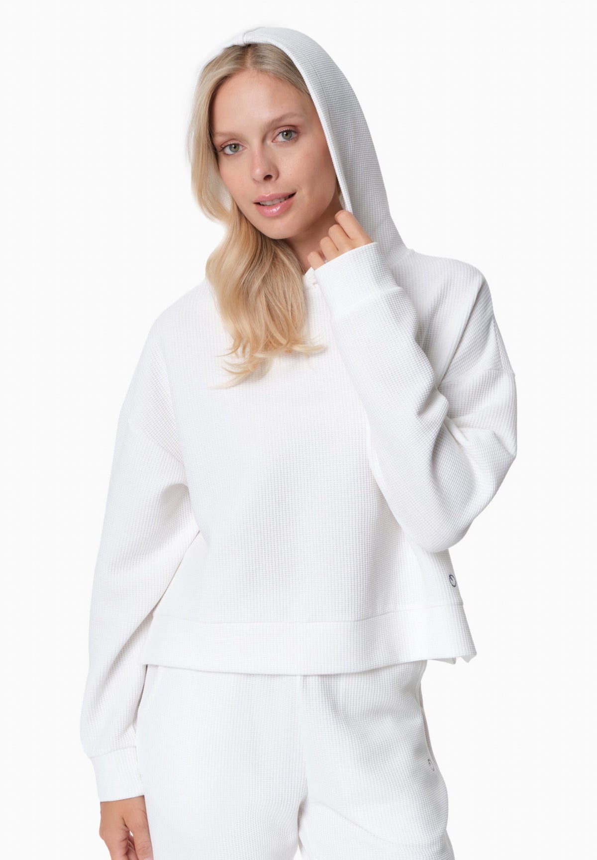 HANNA Damen Waffel Hoodie Bio-Baumwolle und recyceltem Polyester – Off White