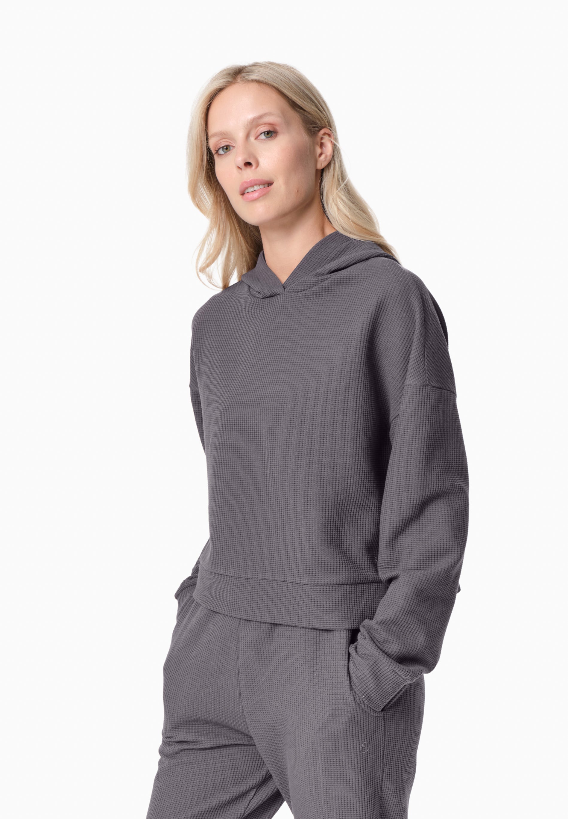 HANNA | Waffel Hoodie aus Bio-Baumwolle und recyceltem Polyester