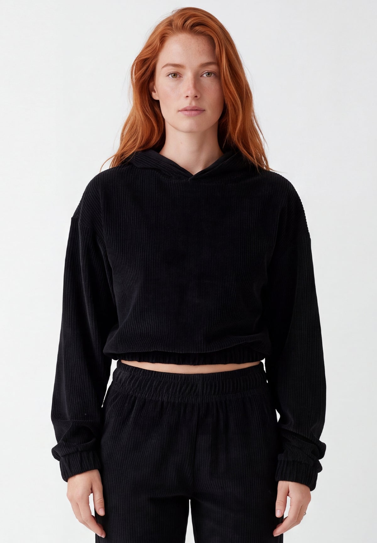 Cropped Cord-Hoodie aus Bio-Baumwolle