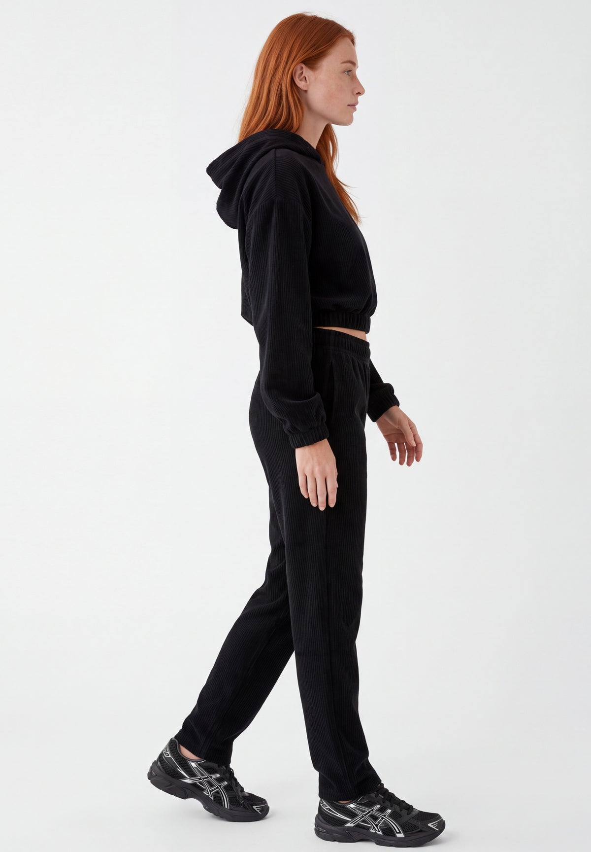 Cropped Cord-Hoodie aus Bio-Baumwolle