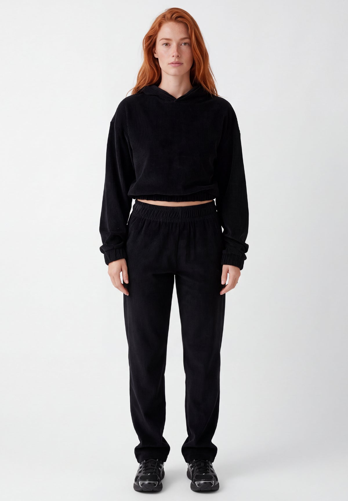 Cropped Cord-Hoodie aus Bio-Baumwolle