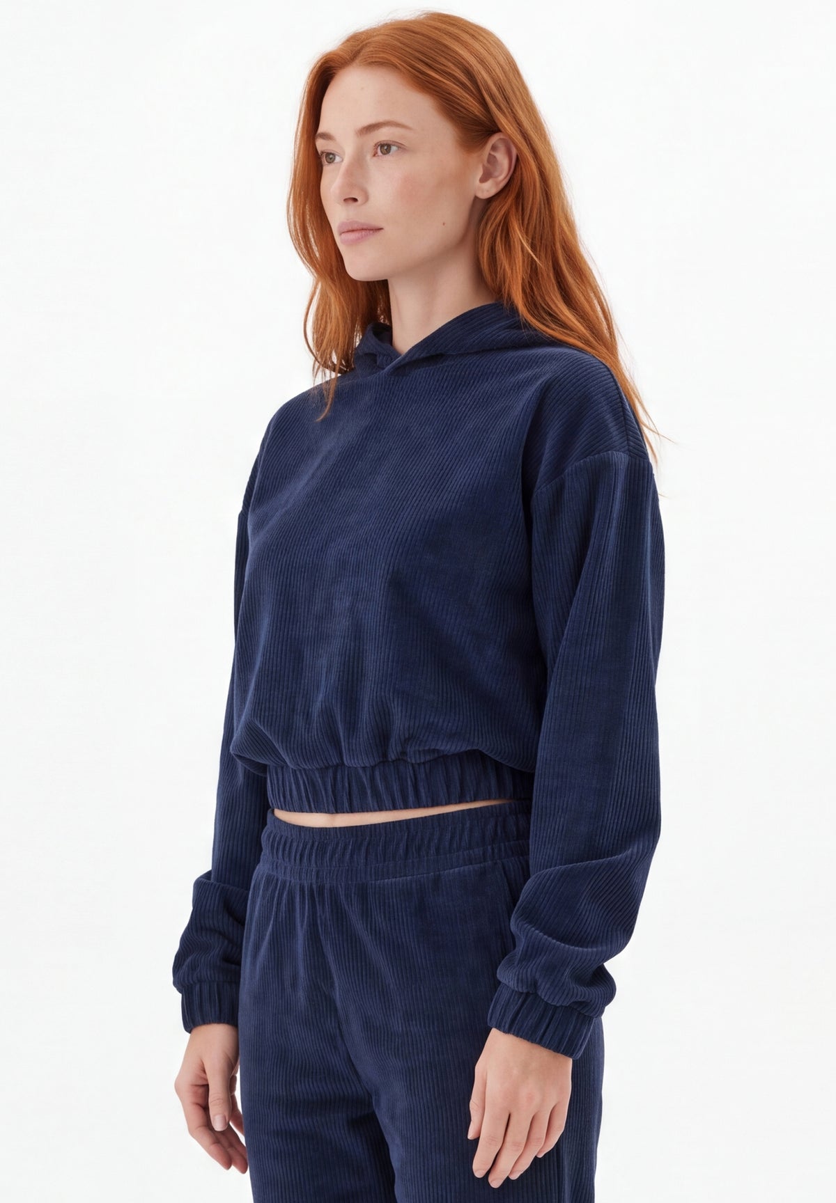 HARRIET | Cropped Organic Cotton Corduroy Hoodie