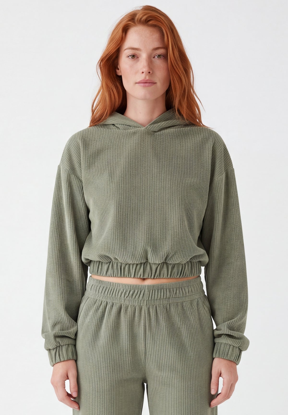 Cropped Cord-Hoodie aus Bio-Baumwolle