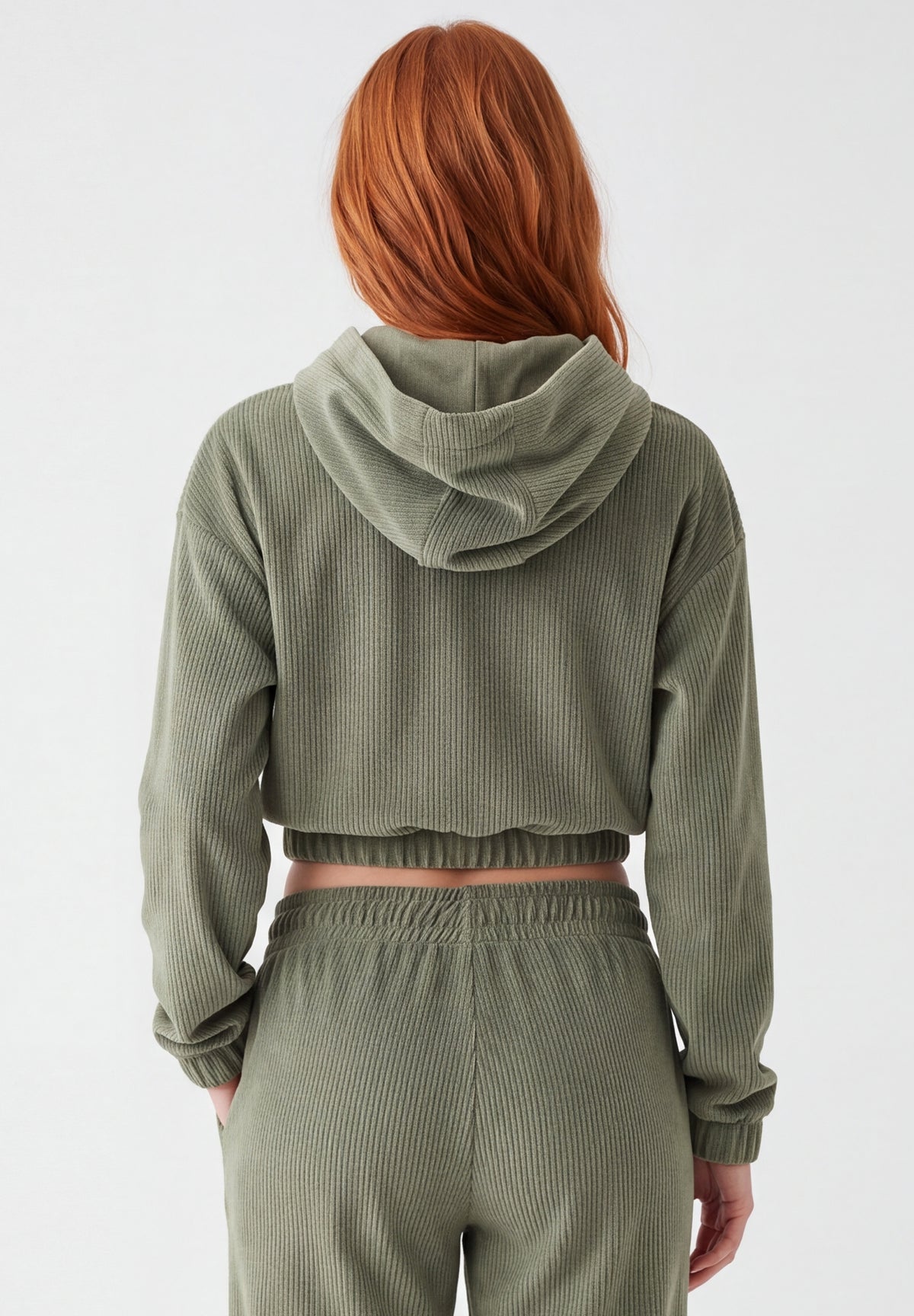 Cropped Cord-Hoodie aus Bio-Baumwolle