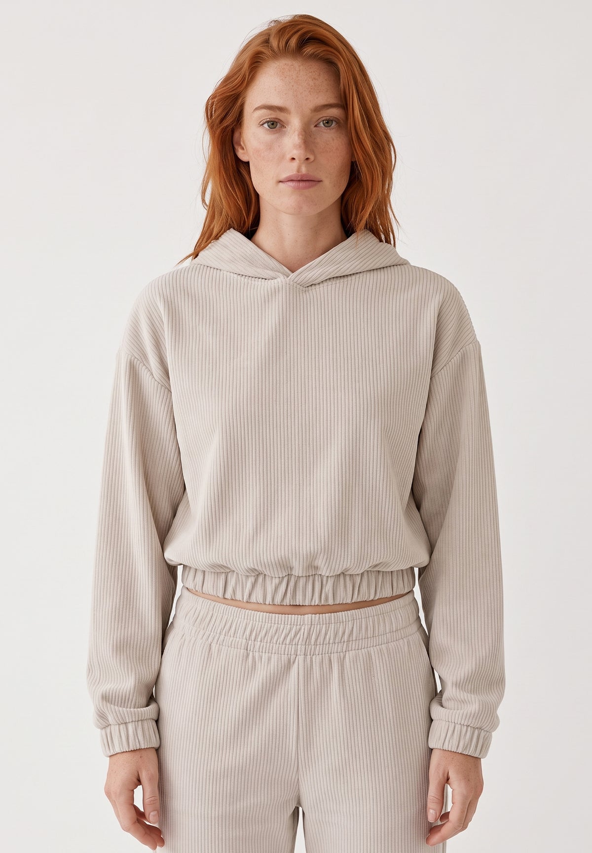 Cropped Cord-Hoodie aus Bio-Baumwolle