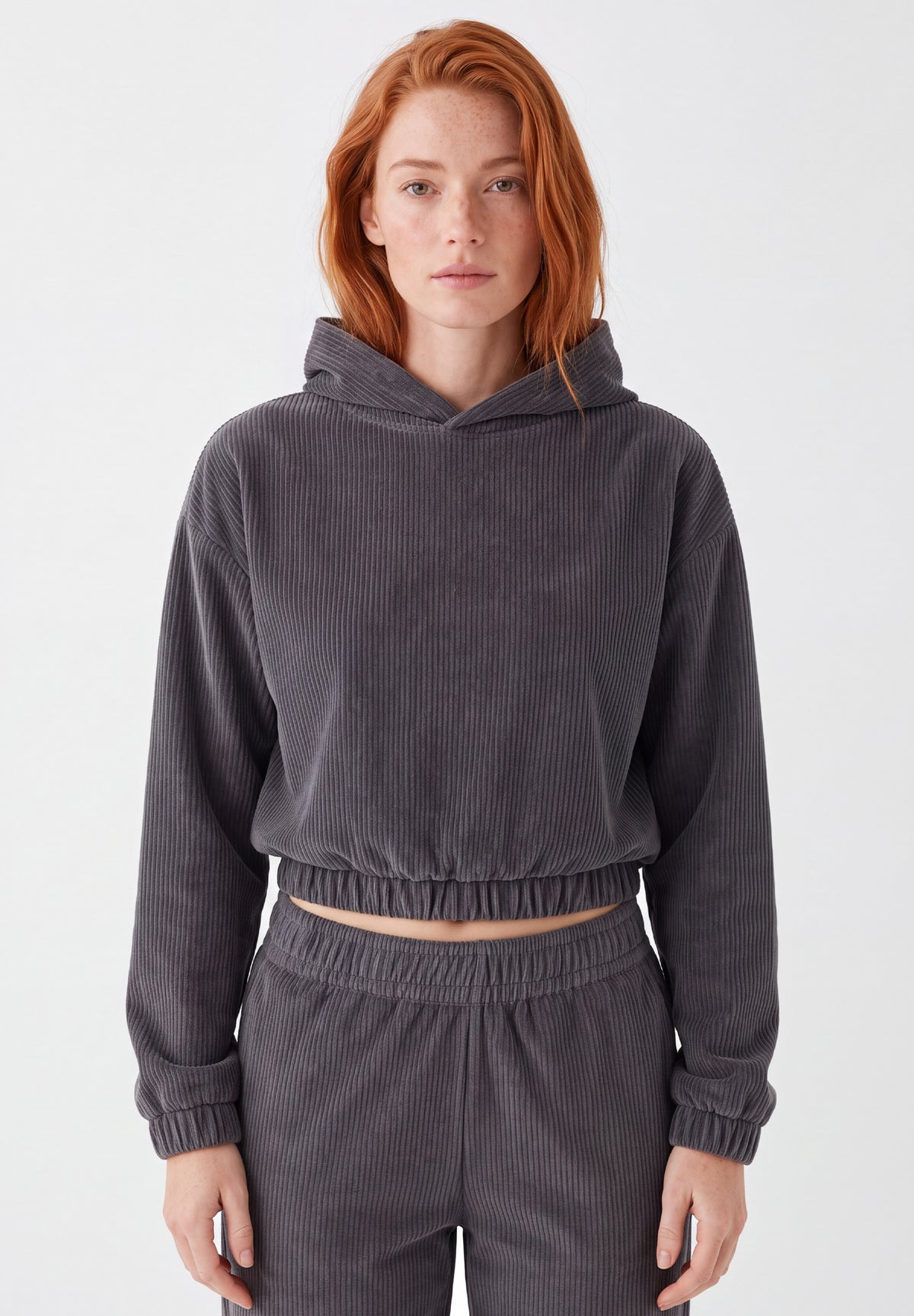 Cropped Cord-Hoodie aus Bio-Baumwolle