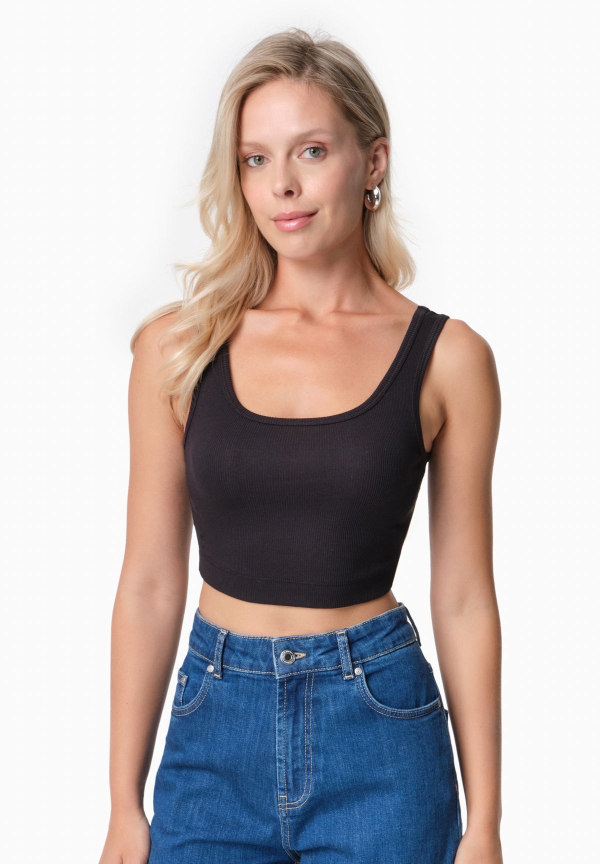 IRISS Damen Ripp-Crop-Top TENCEL™ Modal und Bio-Baumwolle – Black