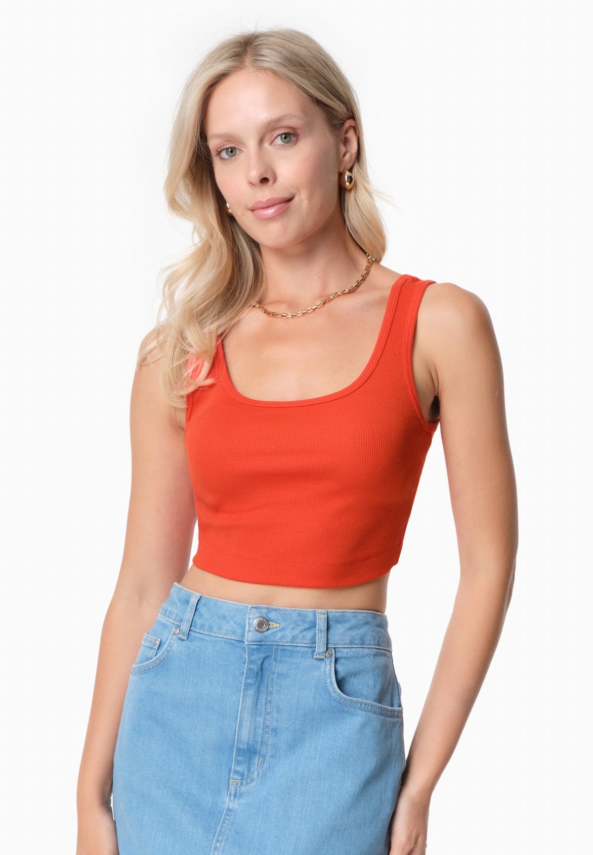 IRISS Damen Ripp-Crop-Top TENCEL™ Modal und Bio-Baumwolle – Red Hot