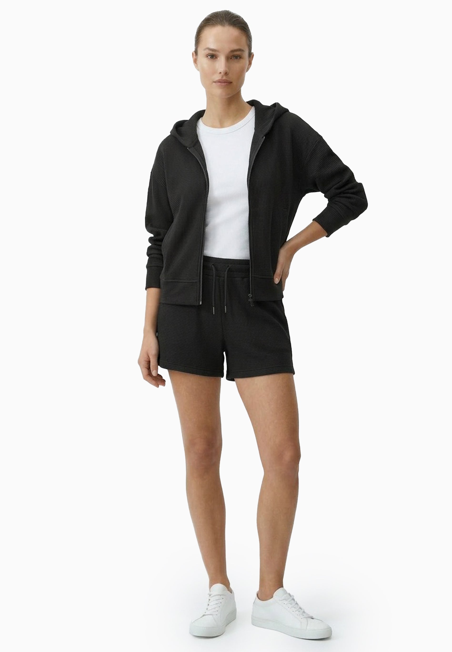 JENNIFER | Waffel-Hoodiejacke aus Bio-Baumwolle & recyceltem Polyester