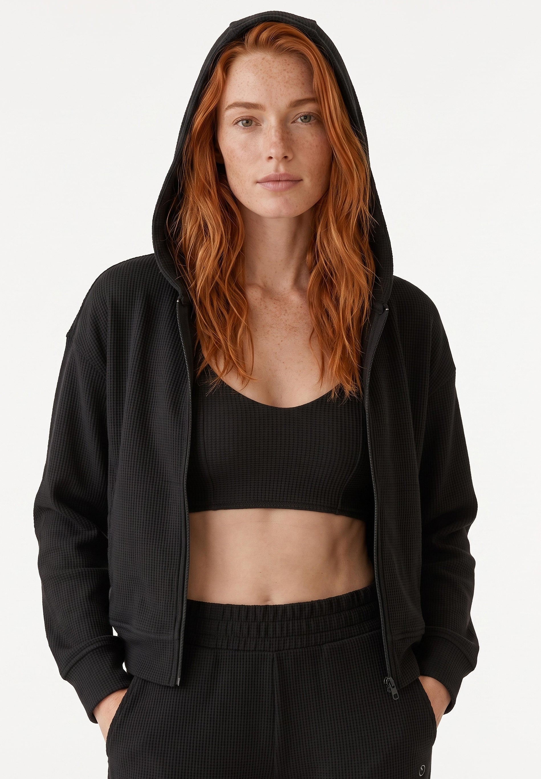 JENNIFER | Waffel-Hoodiejacke aus Bio-Baumwolle & recyceltem Polyester