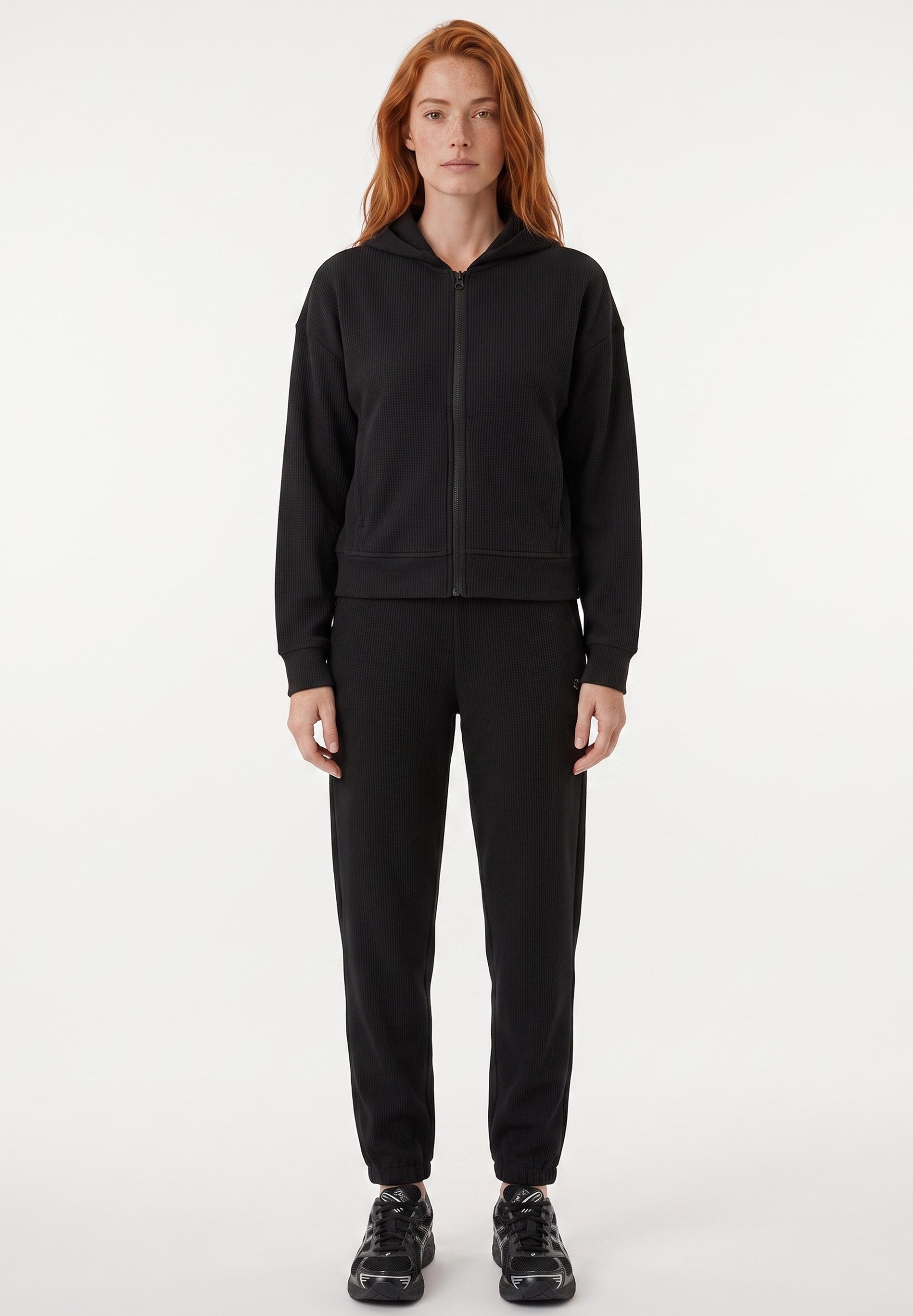 JENNIFER | Waffel-Hoodiejacke aus Bio-Baumwolle & recyceltem Polyester