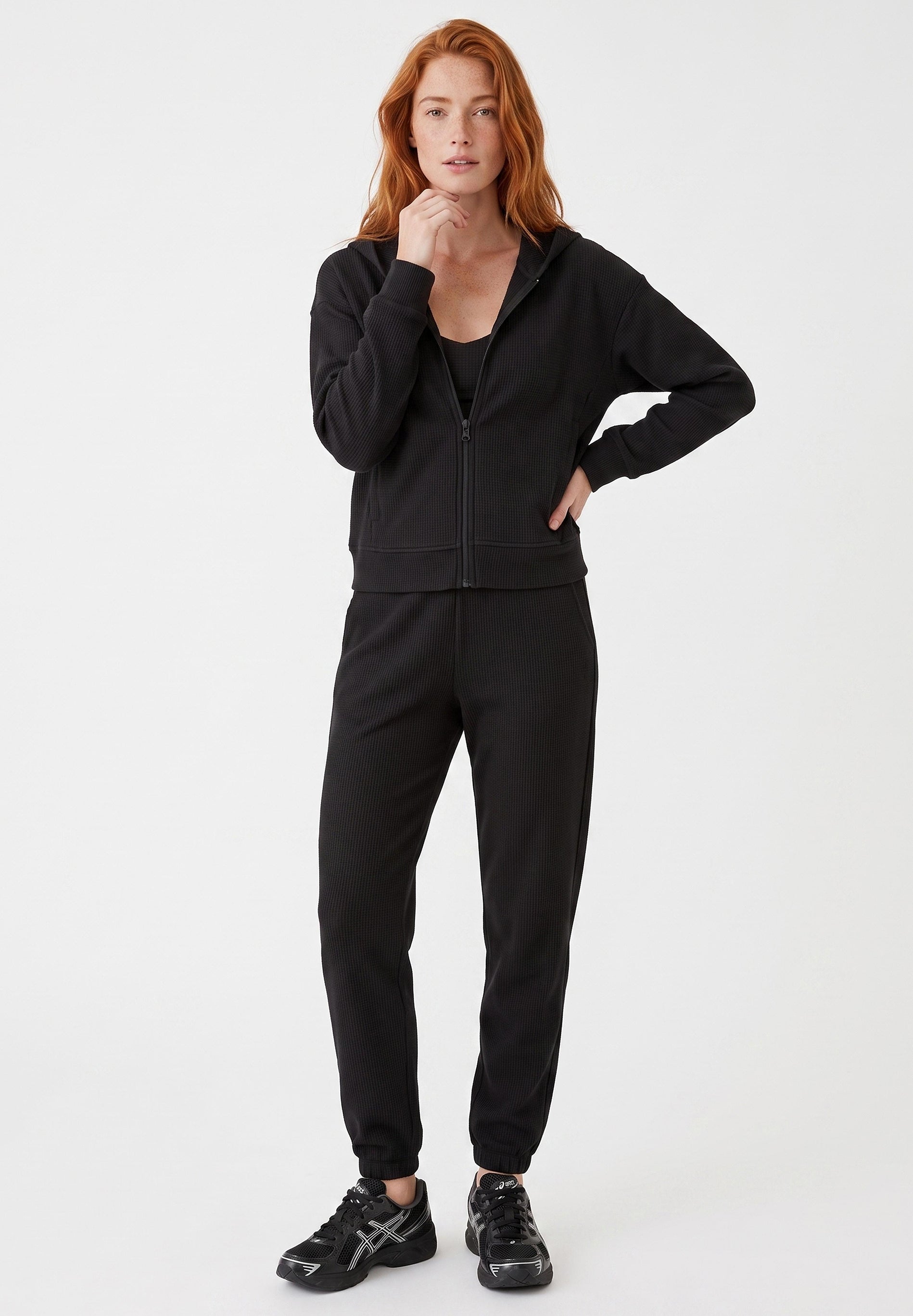JENNIFER | Waffel-Hoodiejacke aus Bio-Baumwolle & recyceltem Polyester