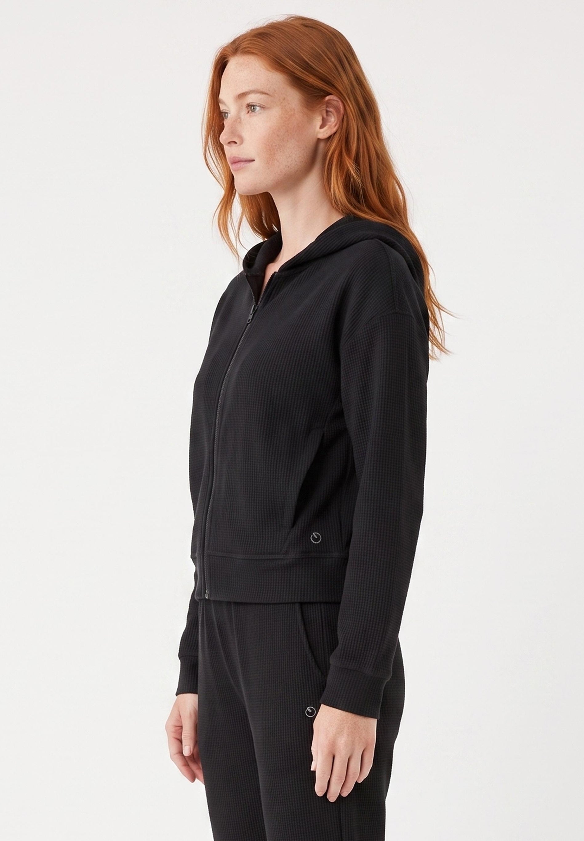 JENNIFER | Waffel-Hoodiejacke aus Bio-Baumwolle & recyceltem Polyester