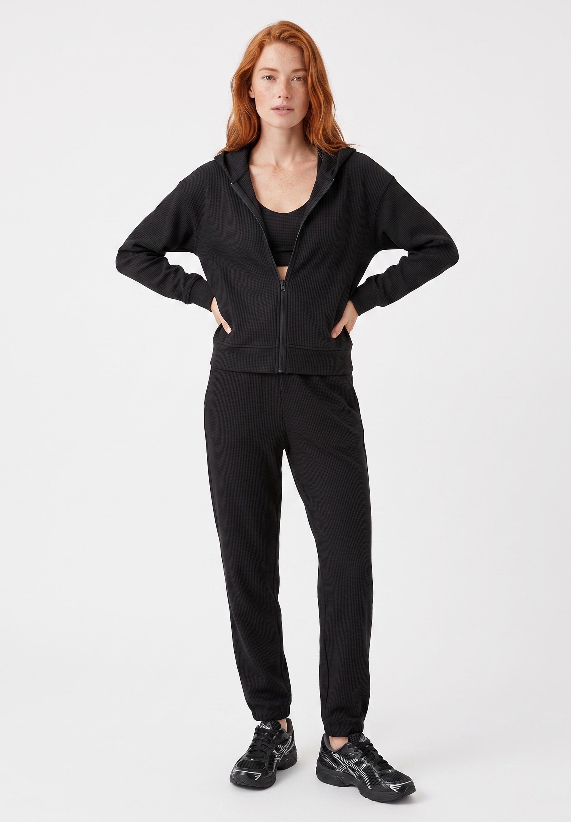 JENNIFER | Waffel-Hoodiejacke aus Bio-Baumwolle & recyceltem Polyester