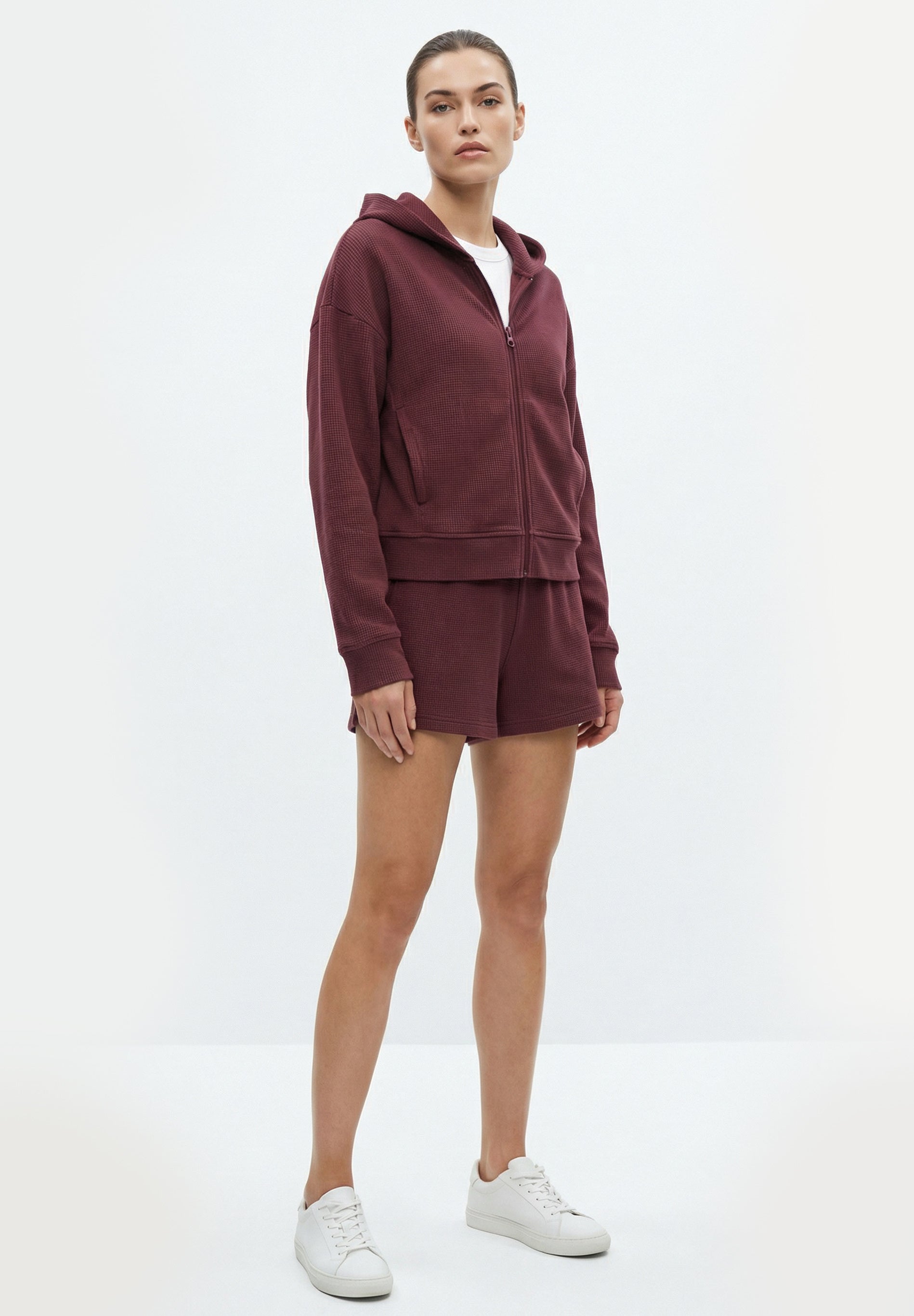 JENNIFER | Waffel-Hoodiejacke aus Bio-Baumwolle & recyceltem Polyester