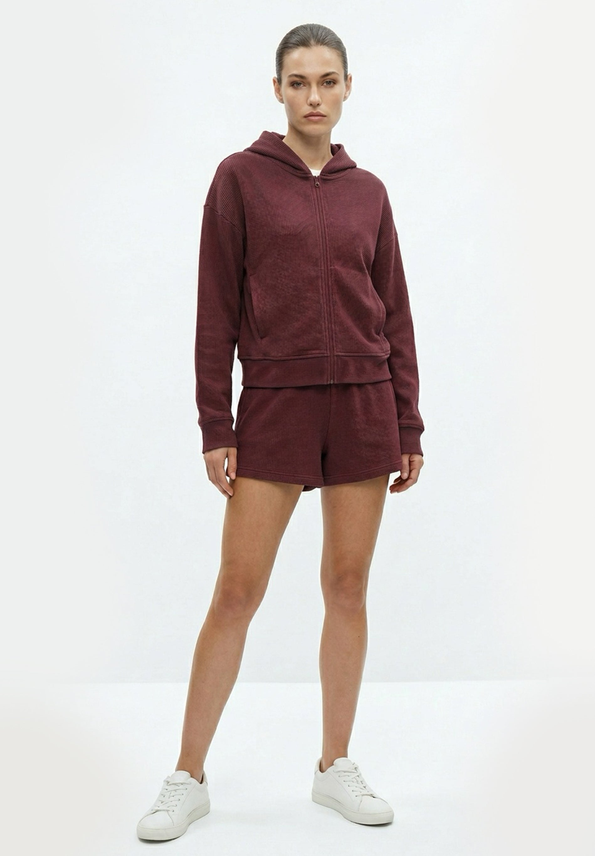 JENNIFER | Waffel-Hoodiejacke aus Bio-Baumwolle & recyceltem Polyester