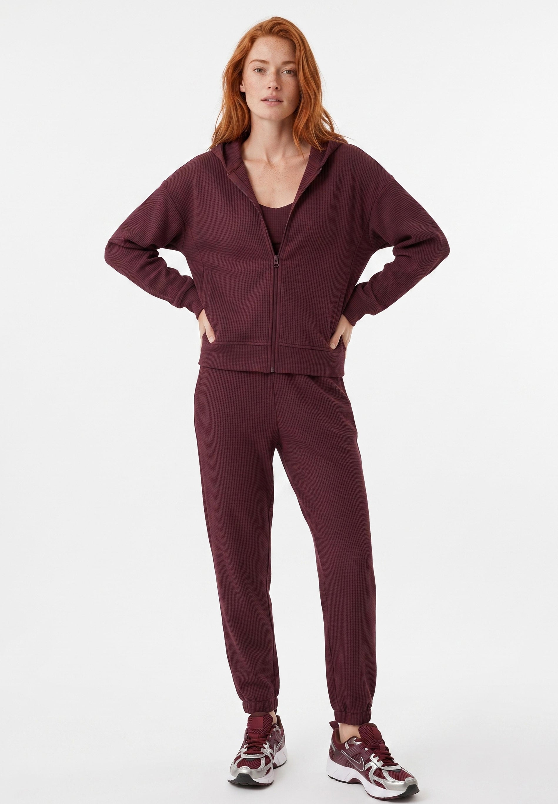 JENNIFER | Waffel-Hoodiejacke aus Bio-Baumwolle & recyceltem Polyester