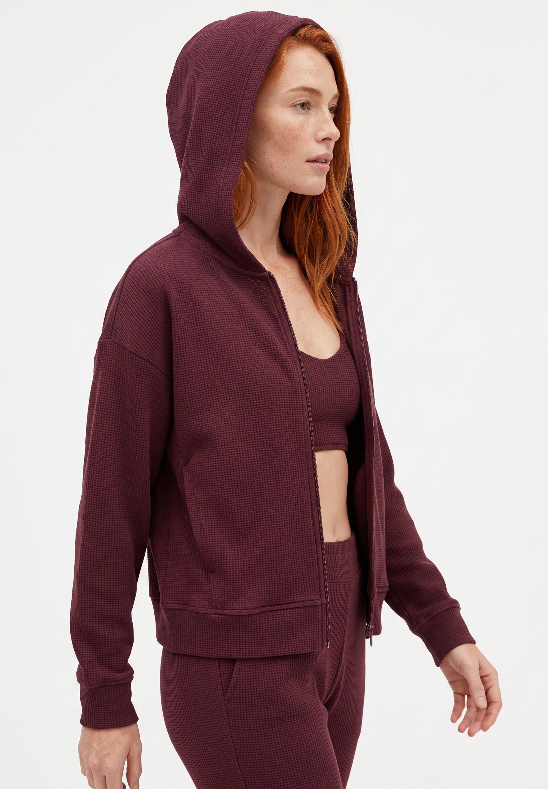JENNIFER | Waffel-Hoodiejacke aus Bio-Baumwolle & recyceltem Polyester
