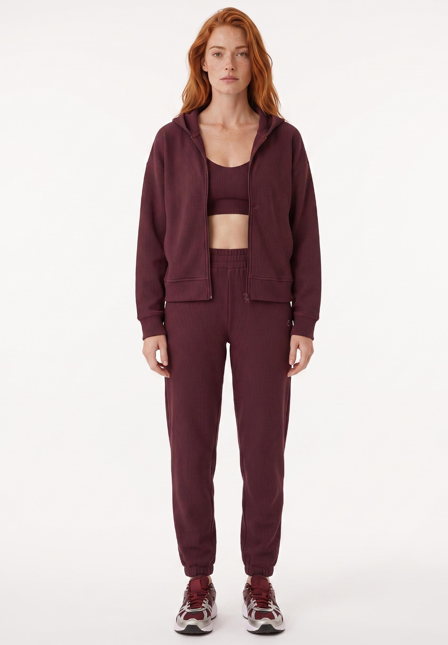 JENNIFER | Waffel-Hoodiejacke aus Bio-Baumwolle & recyceltem Polyester