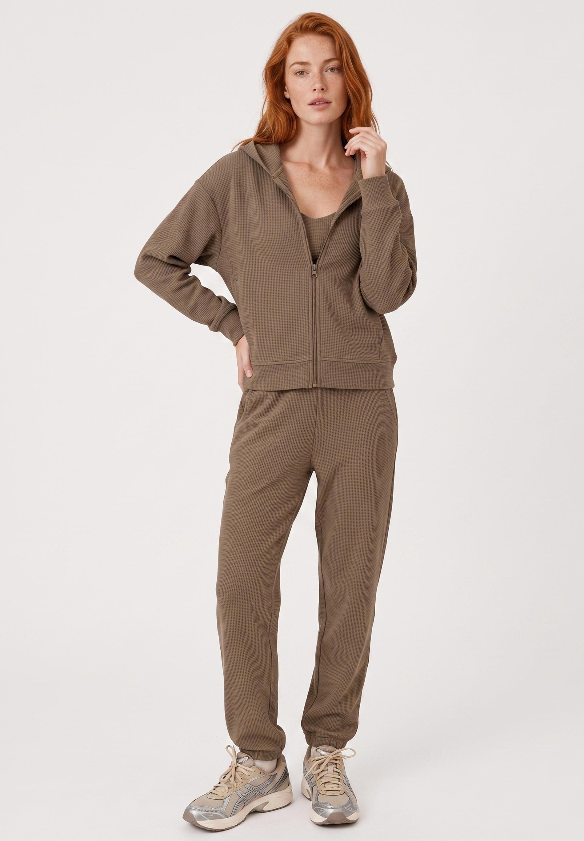 JENNIFER | Waffel-Hoodiejacke aus Bio-Baumwolle & recyceltem Polyester